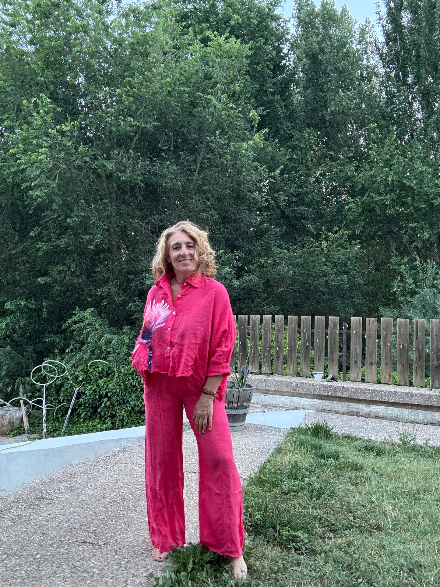 Conjunto lino  fuxia