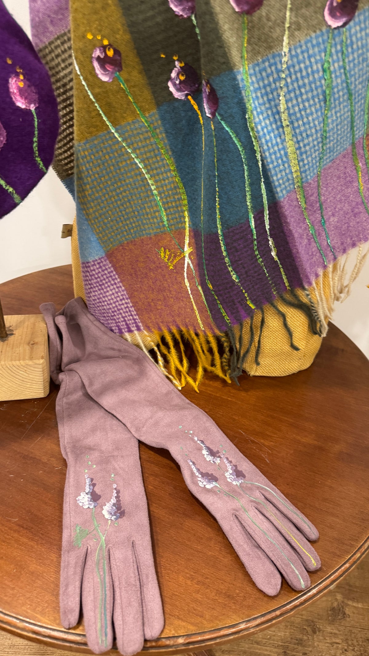 Bufanda cuadro multicolor morado
