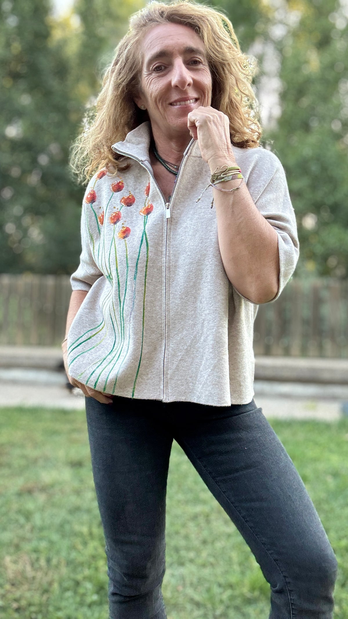 Chaqueta cremallera beige