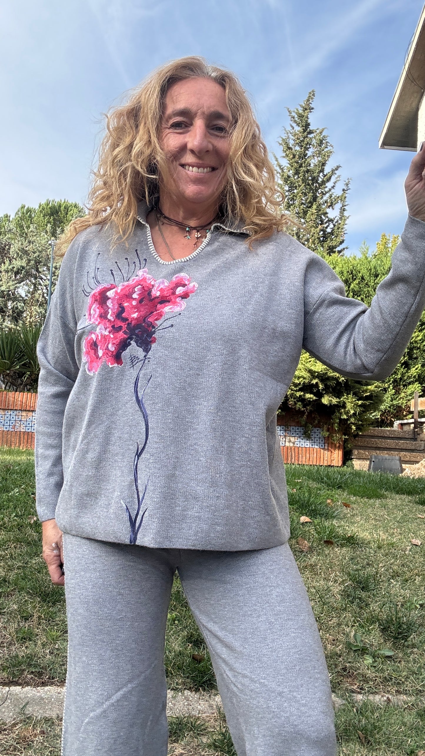 Conjunto pespunte , gris