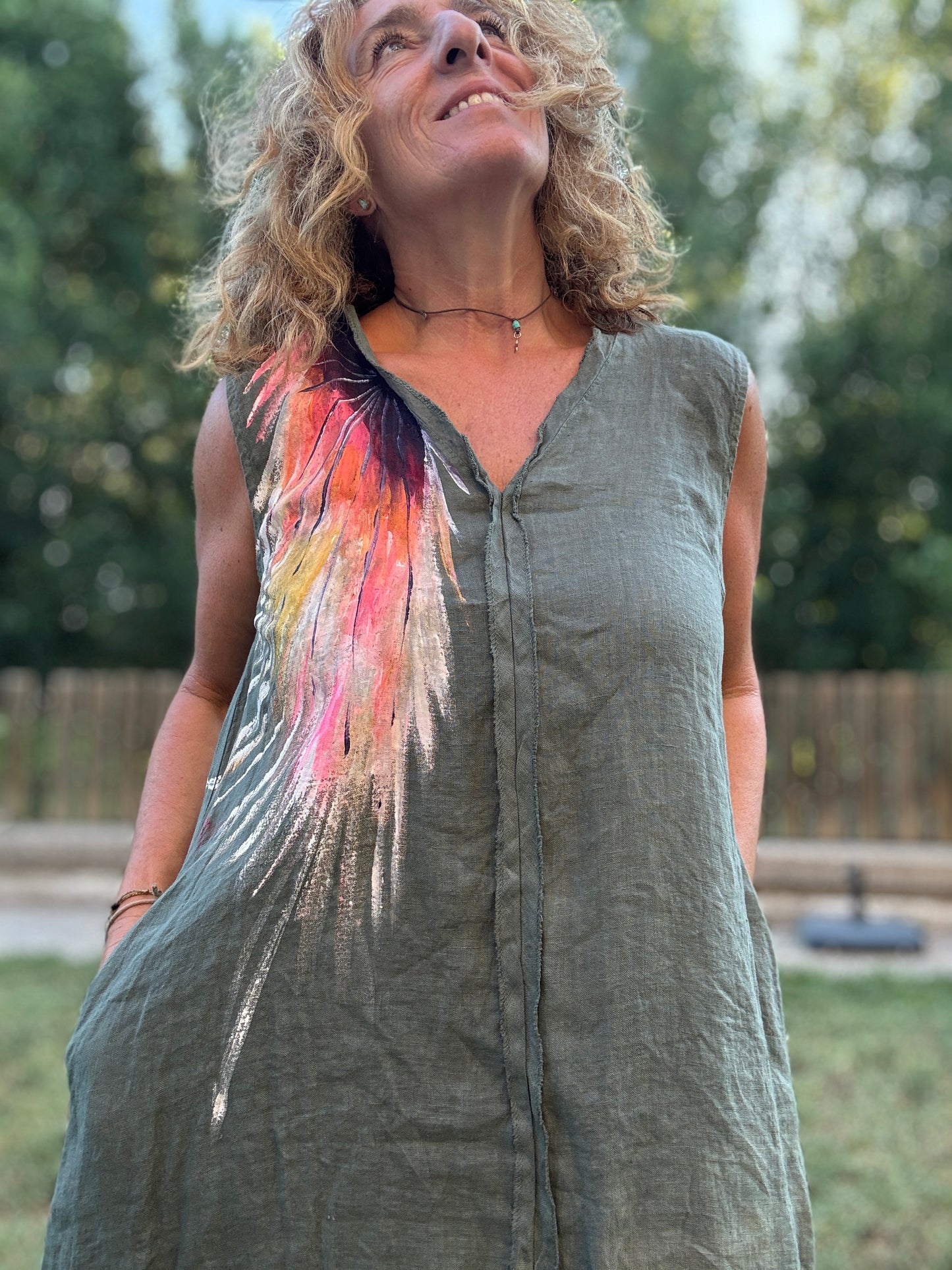 Vestido asimétrico kaki