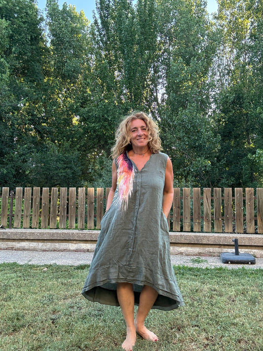 Vestido asimétrico kaki