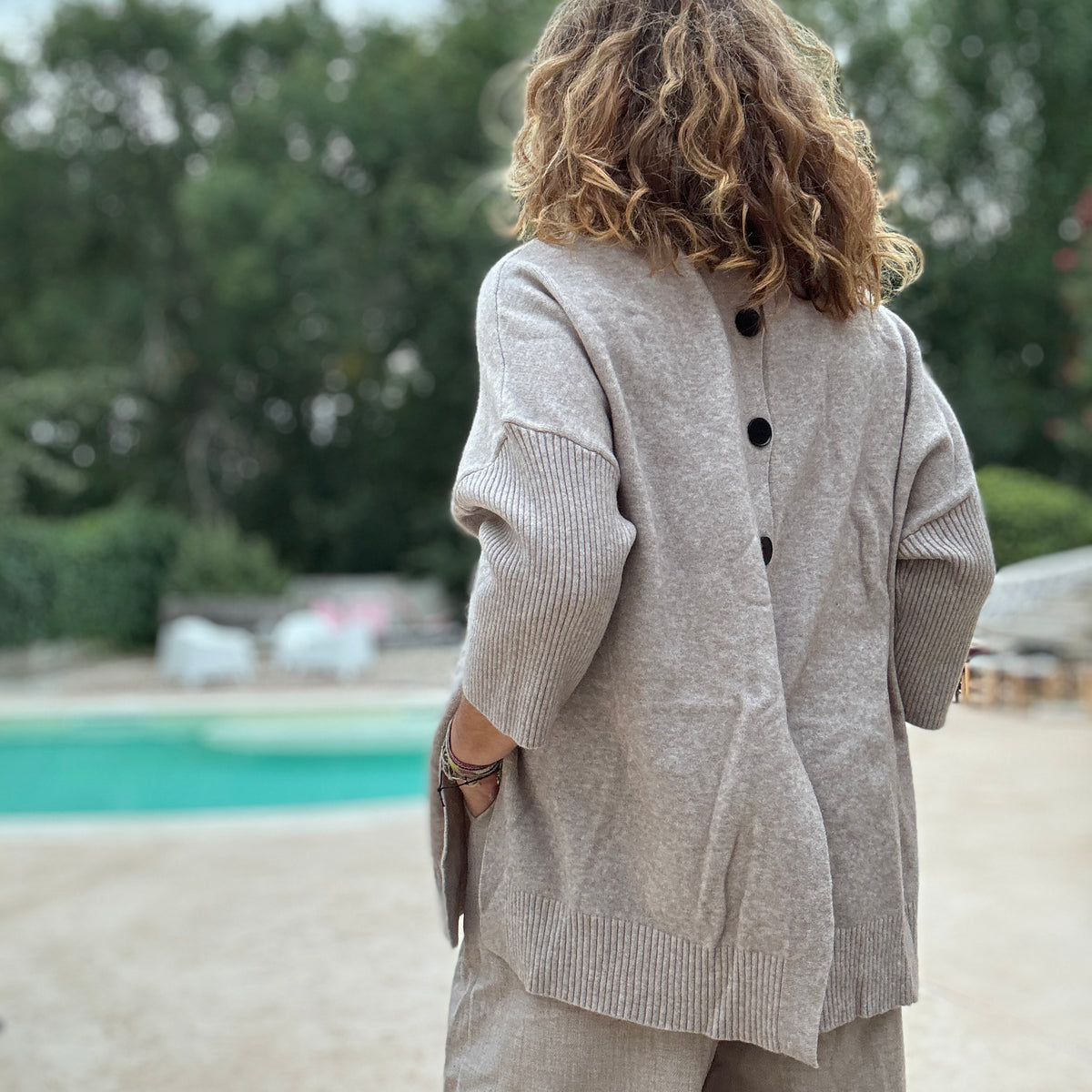 Jersey botones beige