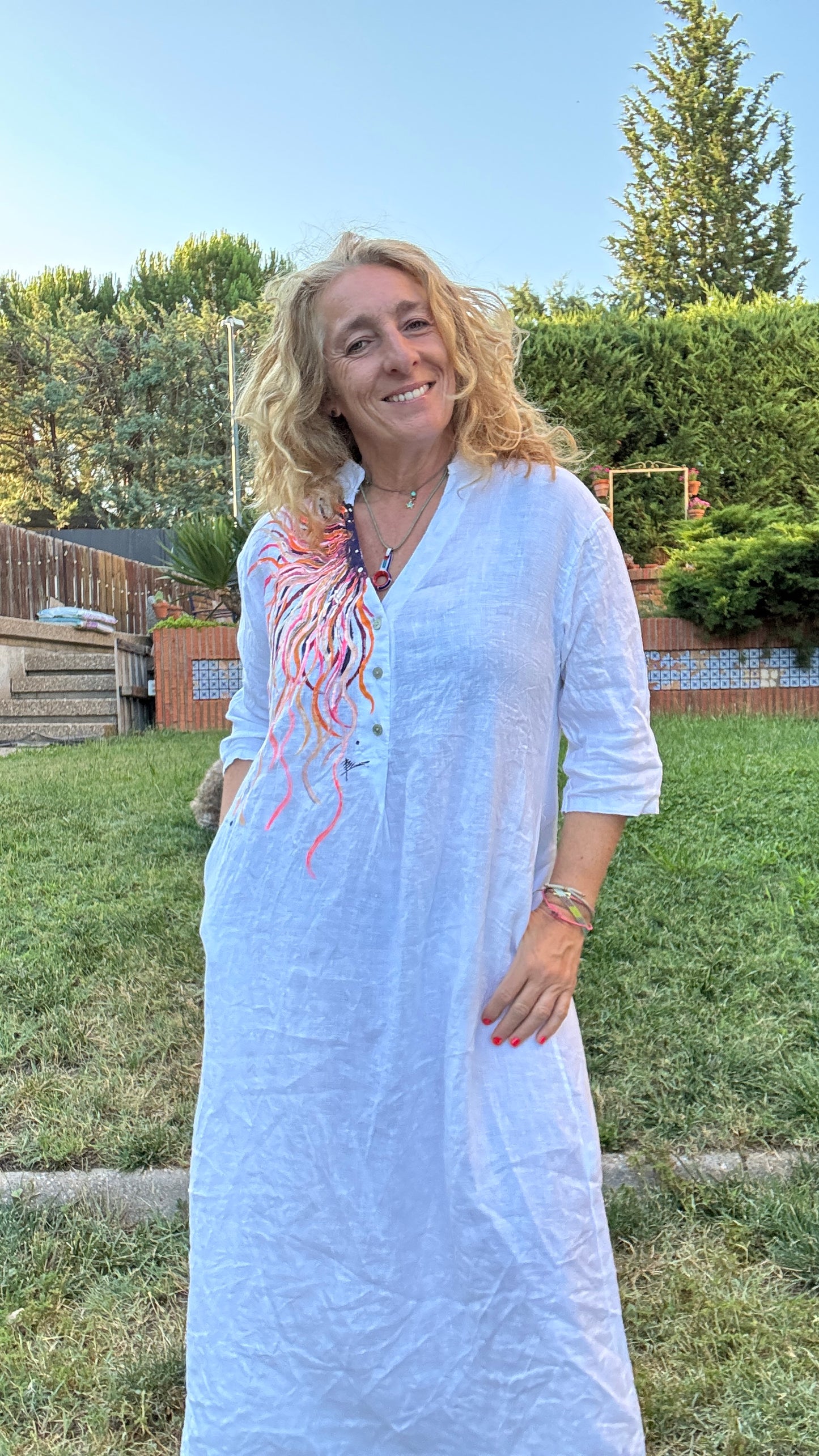 Vestido Kaftan  blanco