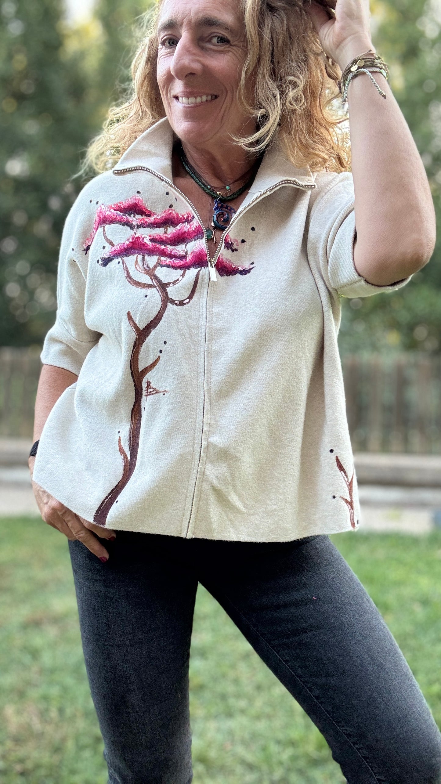 Chaqueta cremallera crudo