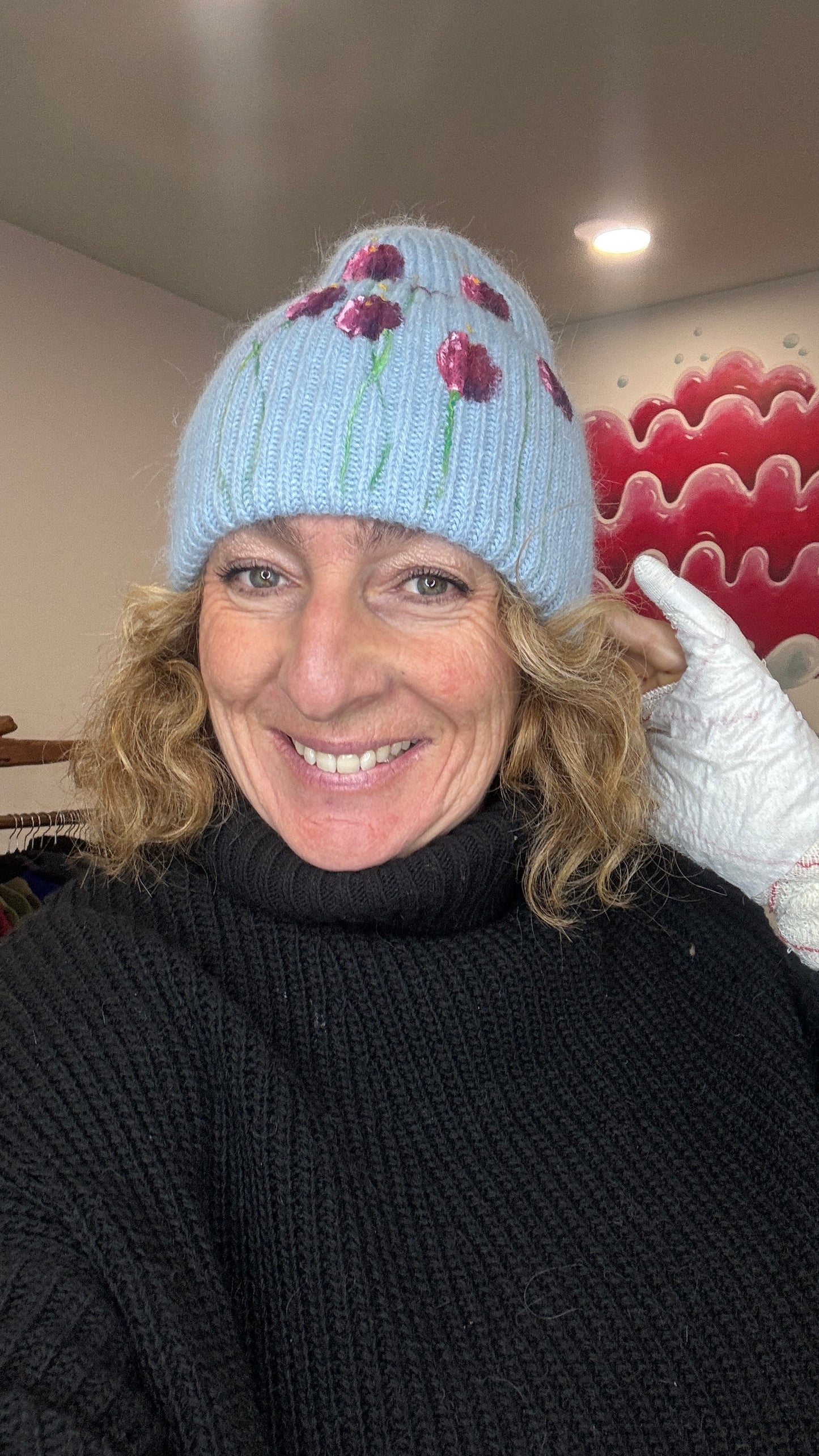 Gorro punto celeste