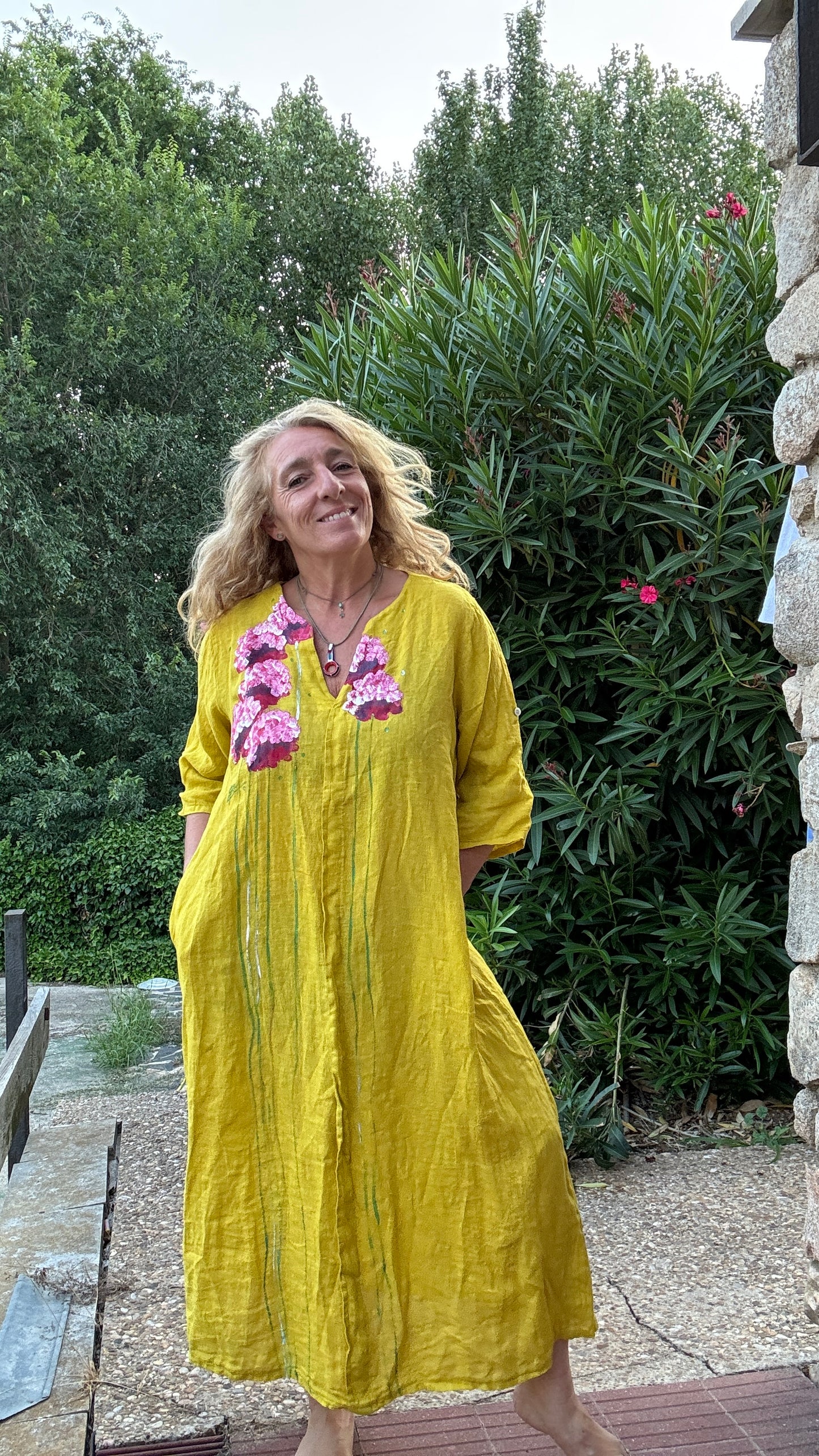 Vestido Kaftan mostaza