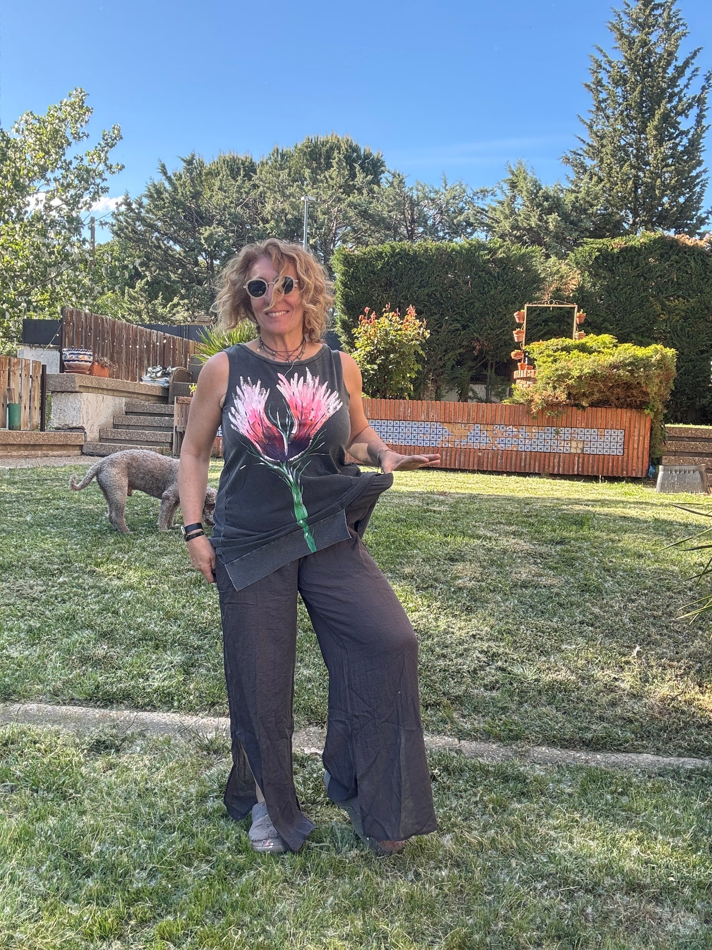 Camiseta larga gris