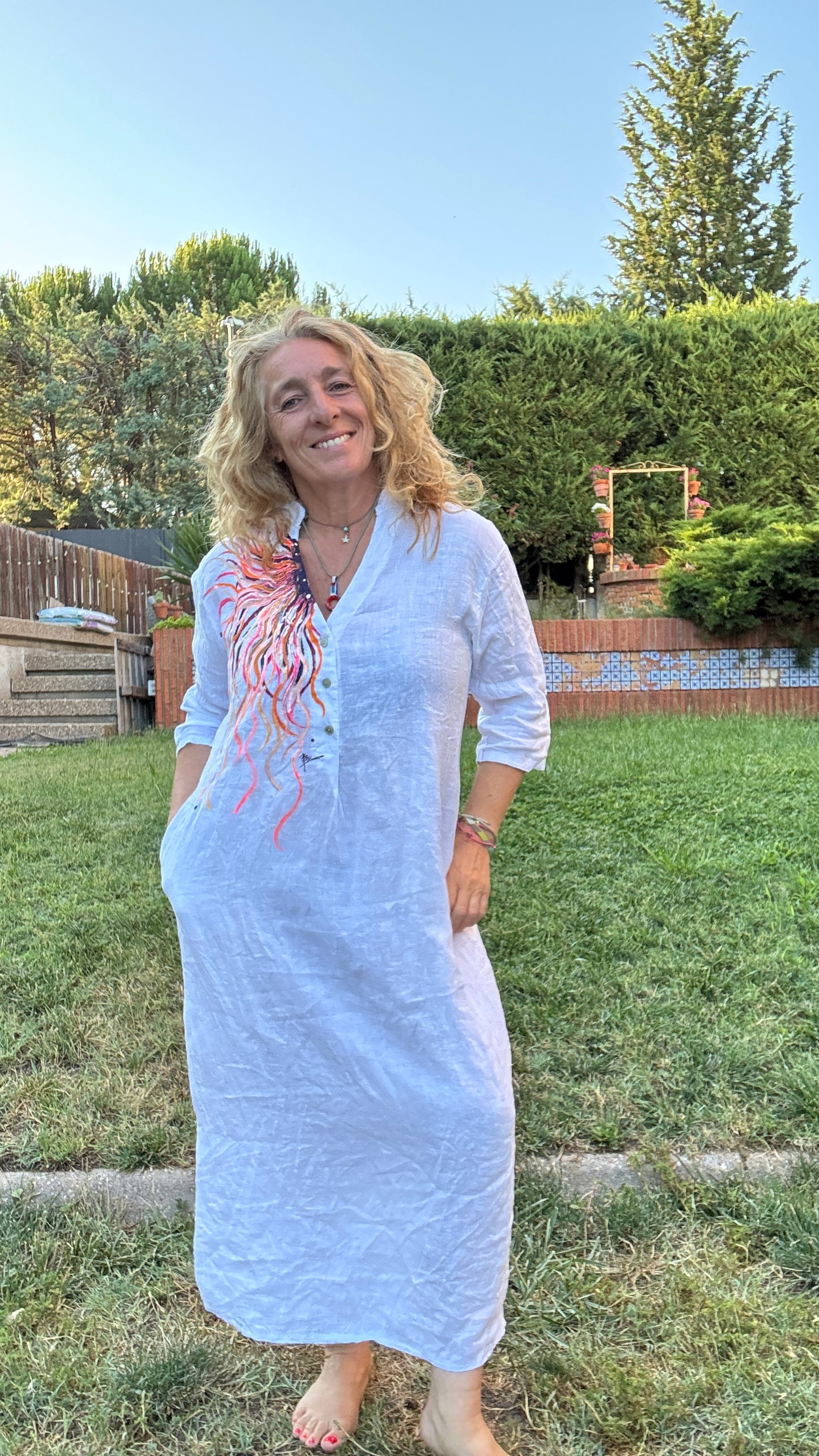 Vestido Kaftan  blanco