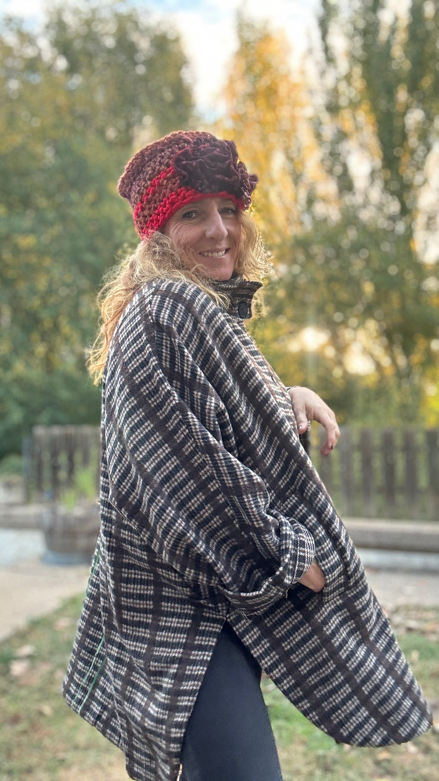 Abrigo oversize cuadros marrón