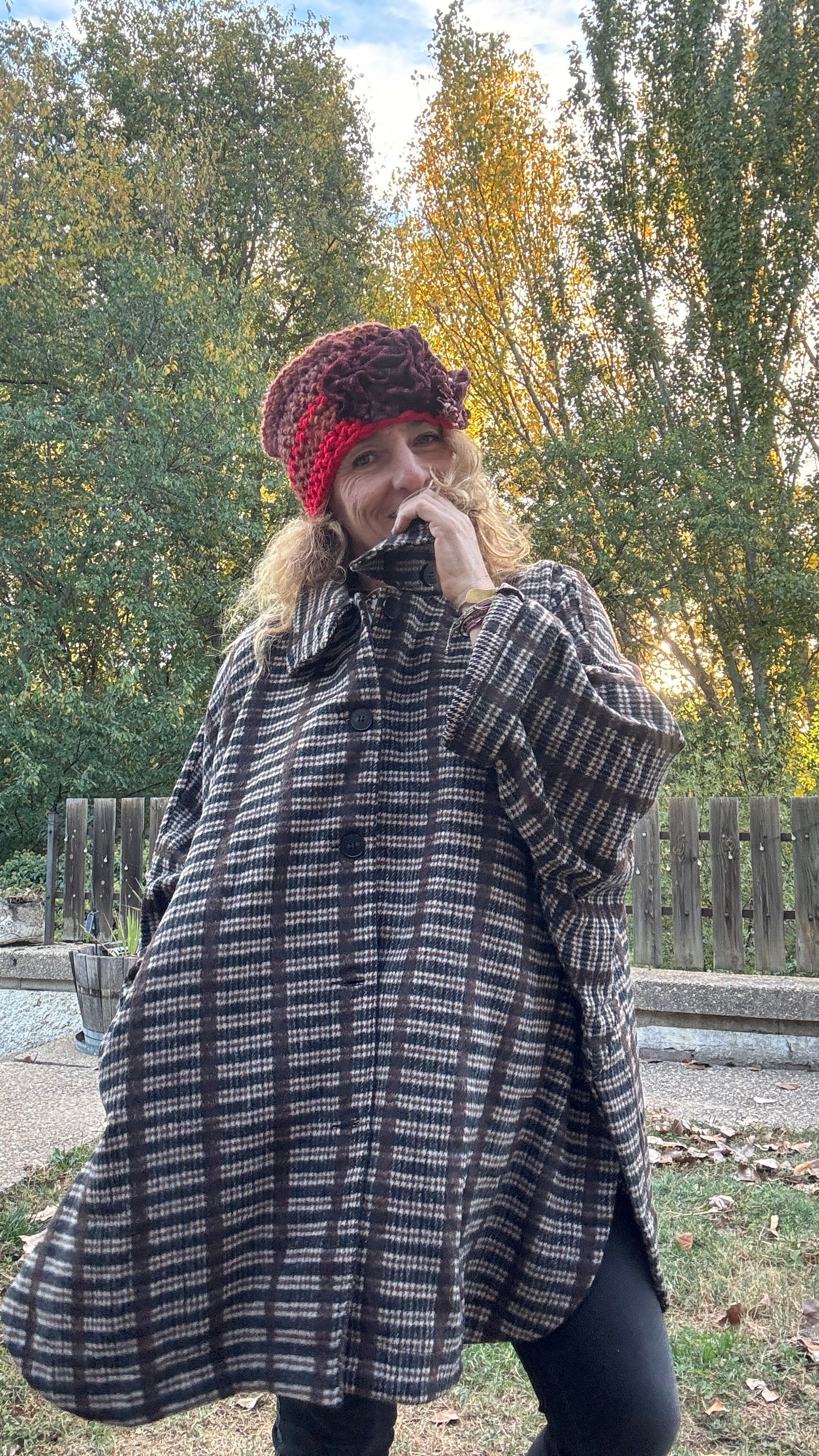 Abrigo oversize cuadros marrón