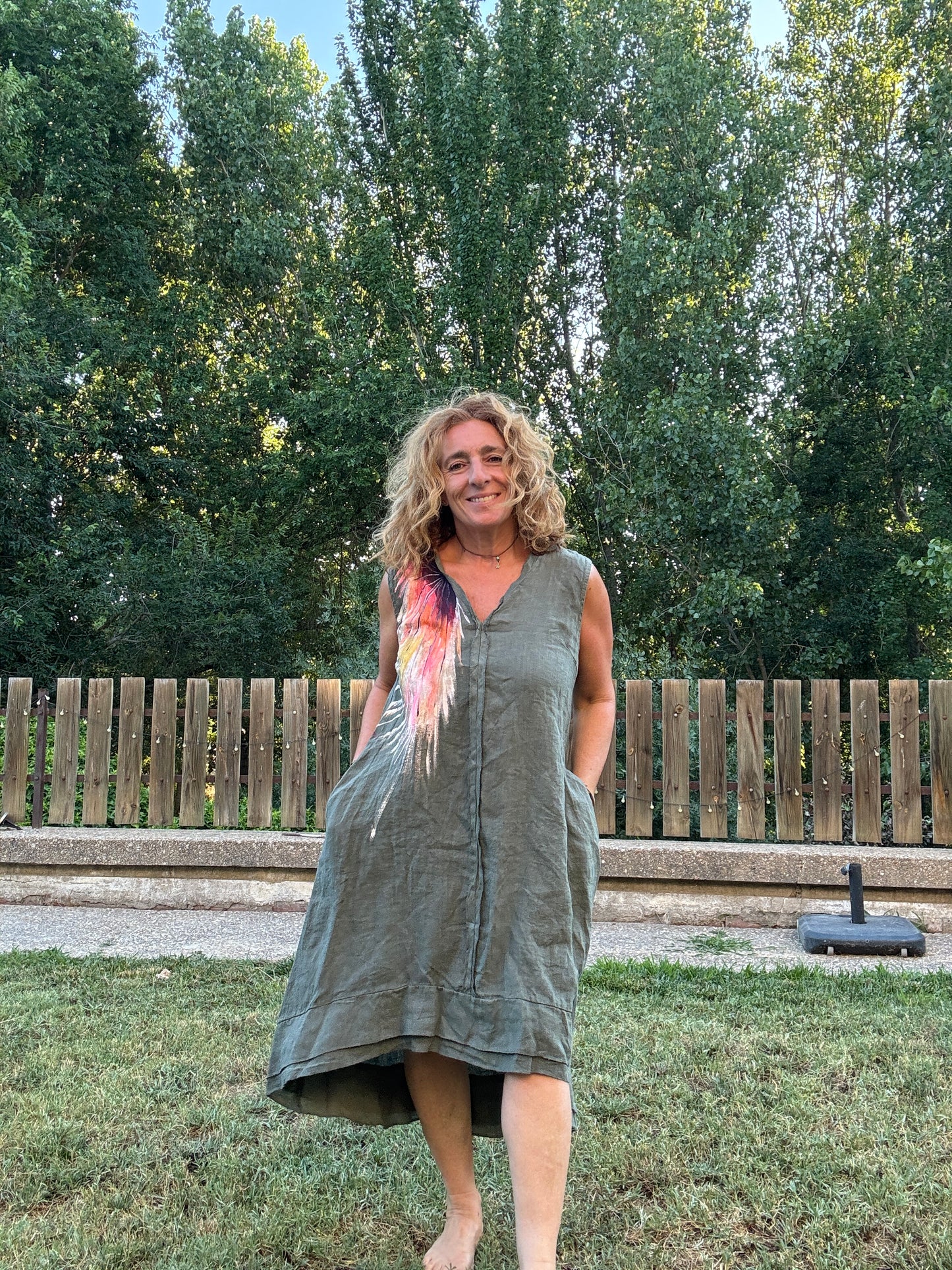 Vestido asimétrico kaki