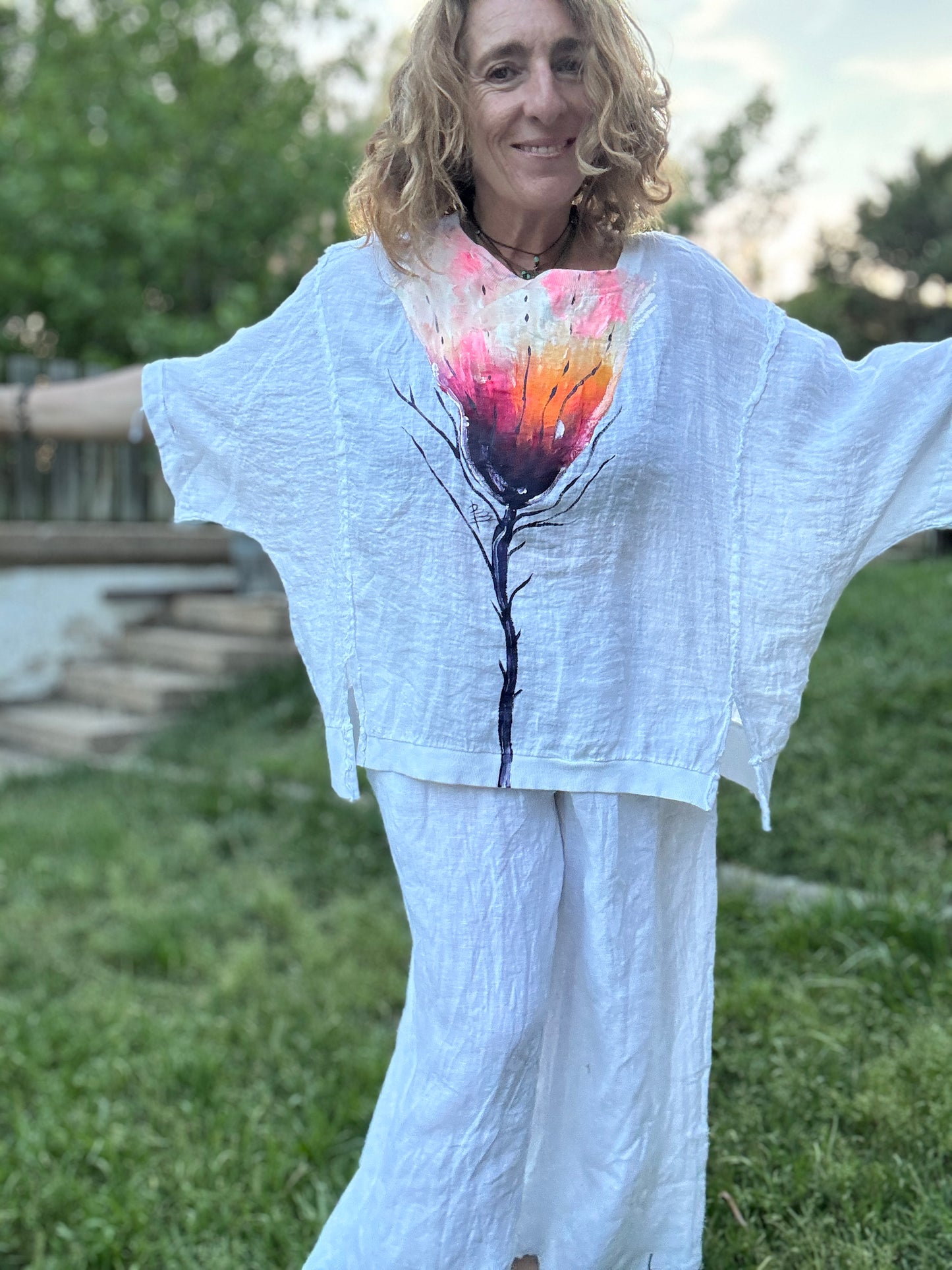 Camiseta oversize lino blanca