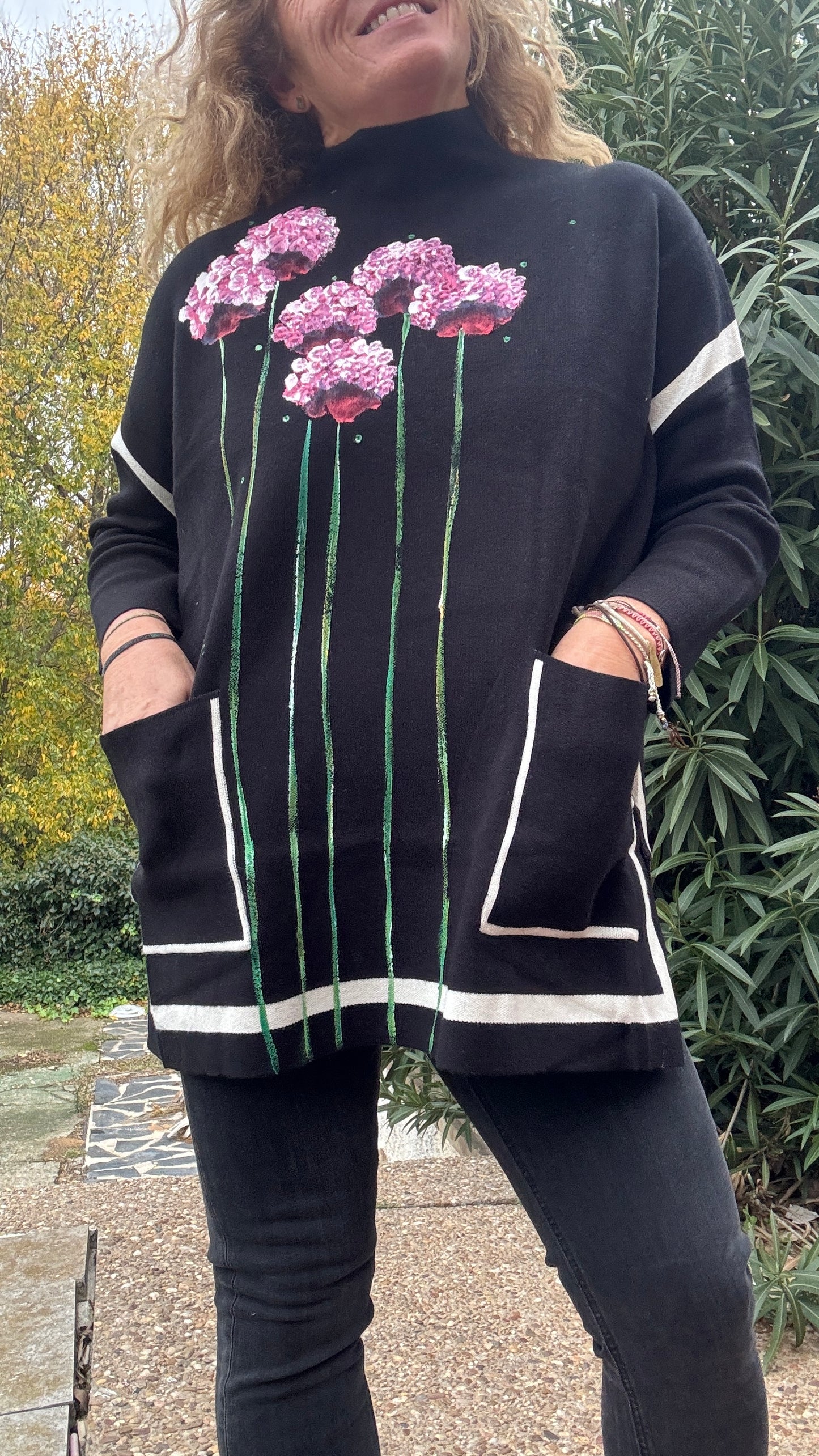 Jersey negro raya crudo