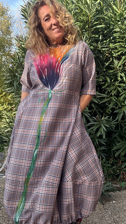 Vestido cuadros azul