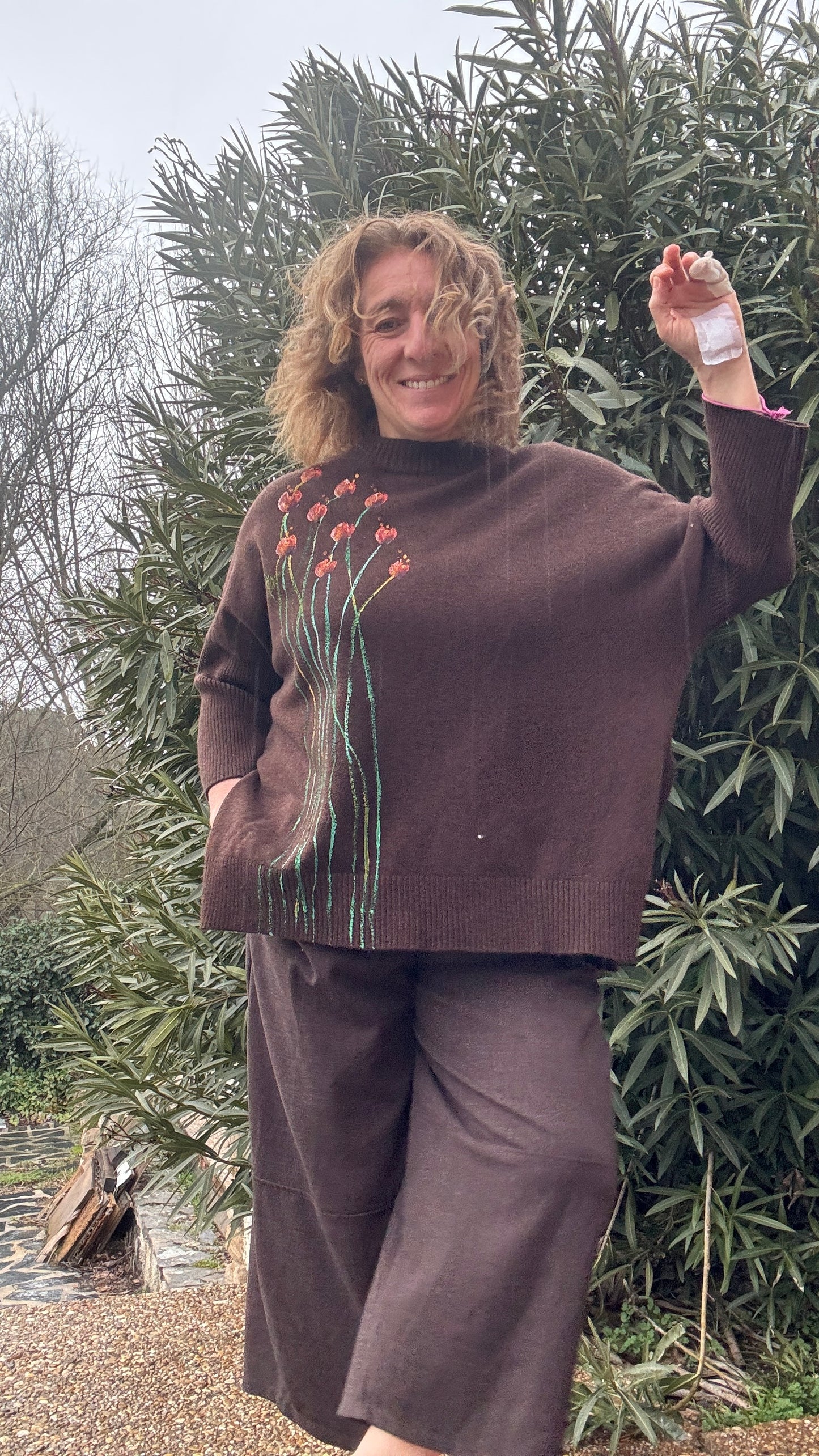 Jersey botones espalda marrón