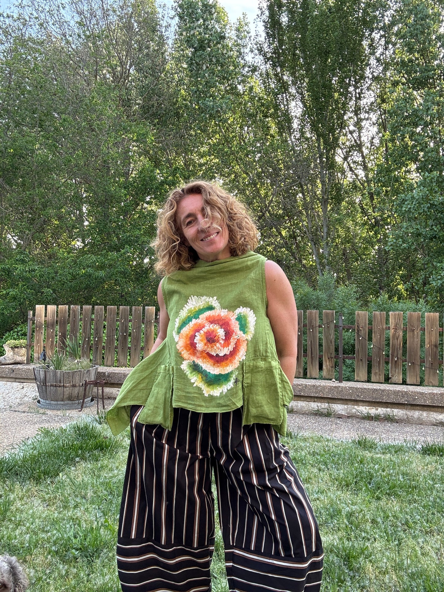 Chaleco lino verde