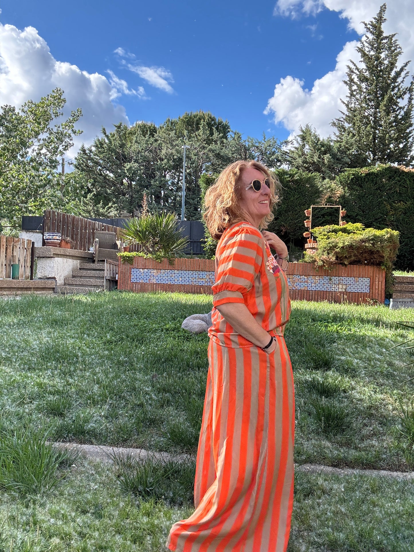 Conjunto rayas naranja