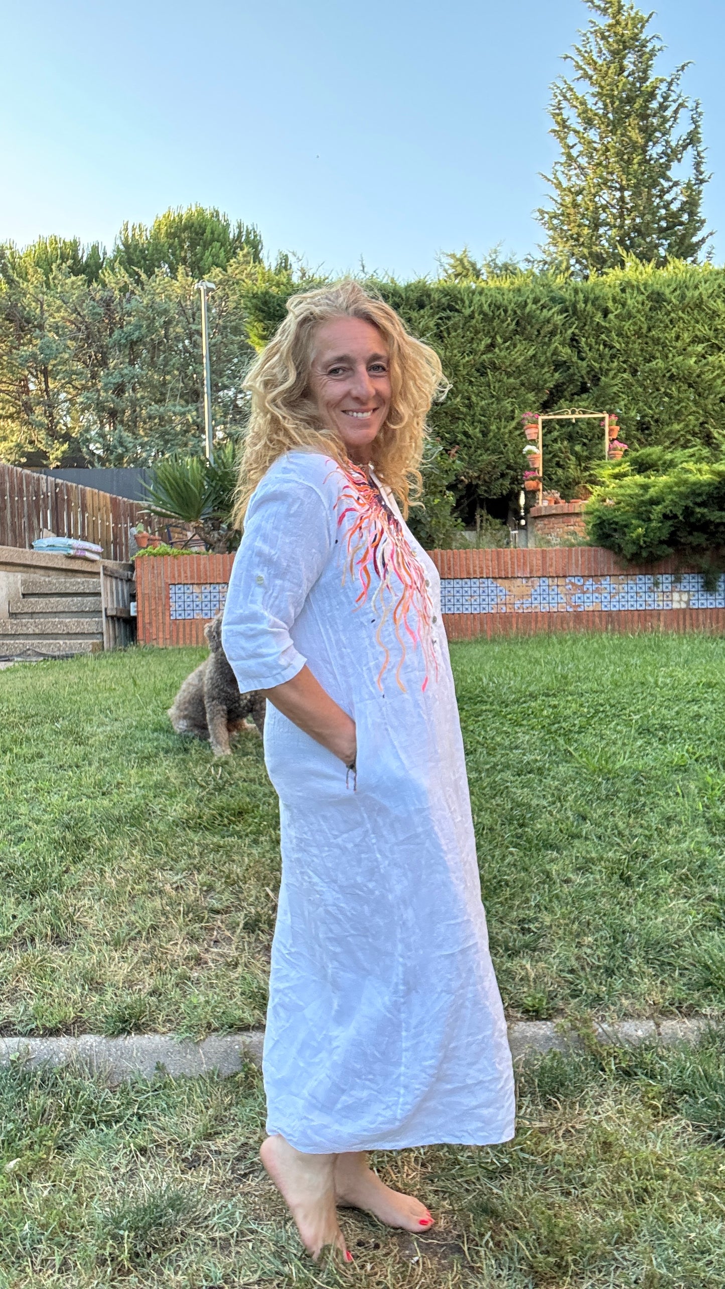 Vestido Kaftan  blanco
