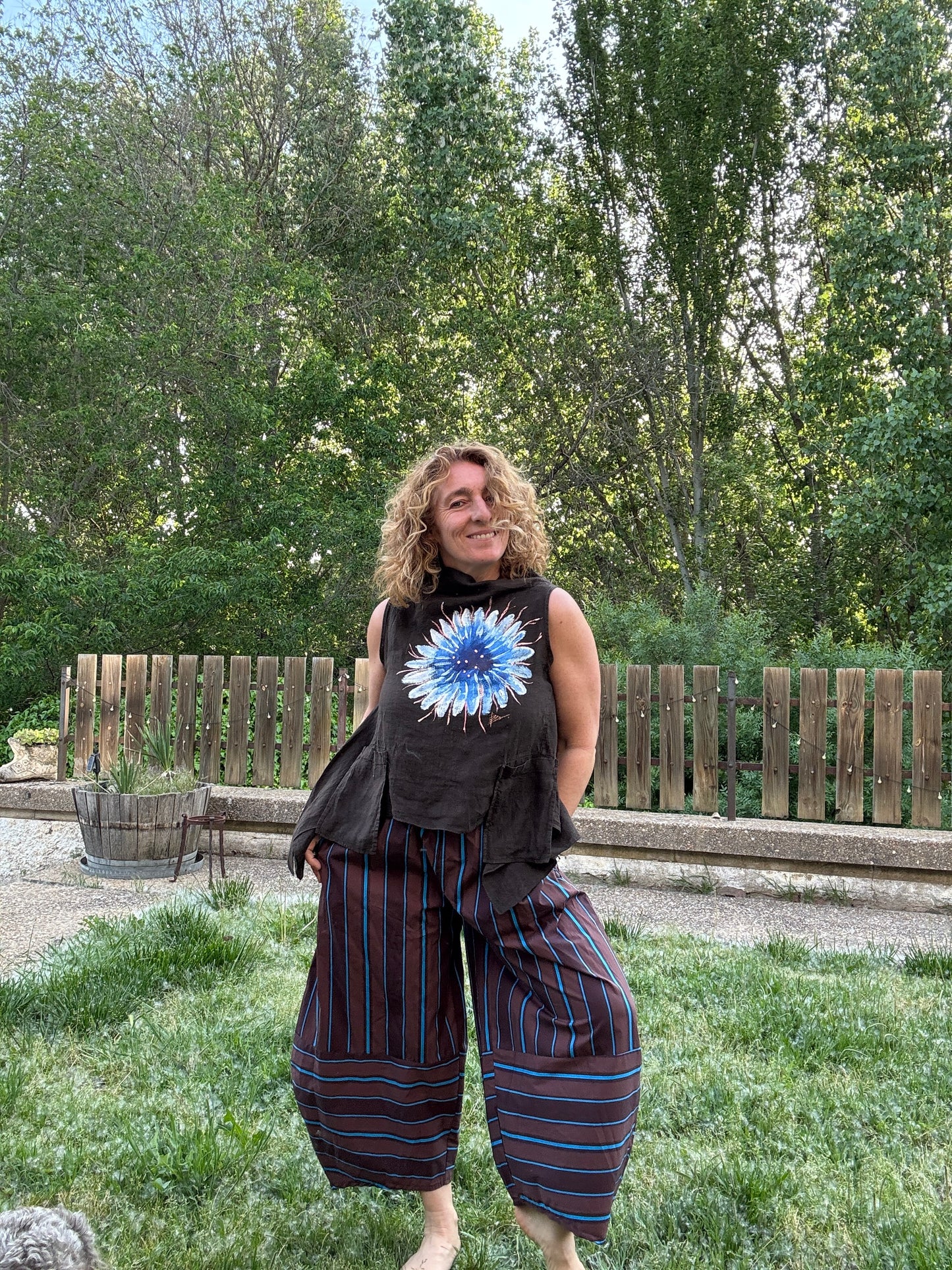 Pantalón raya marrón