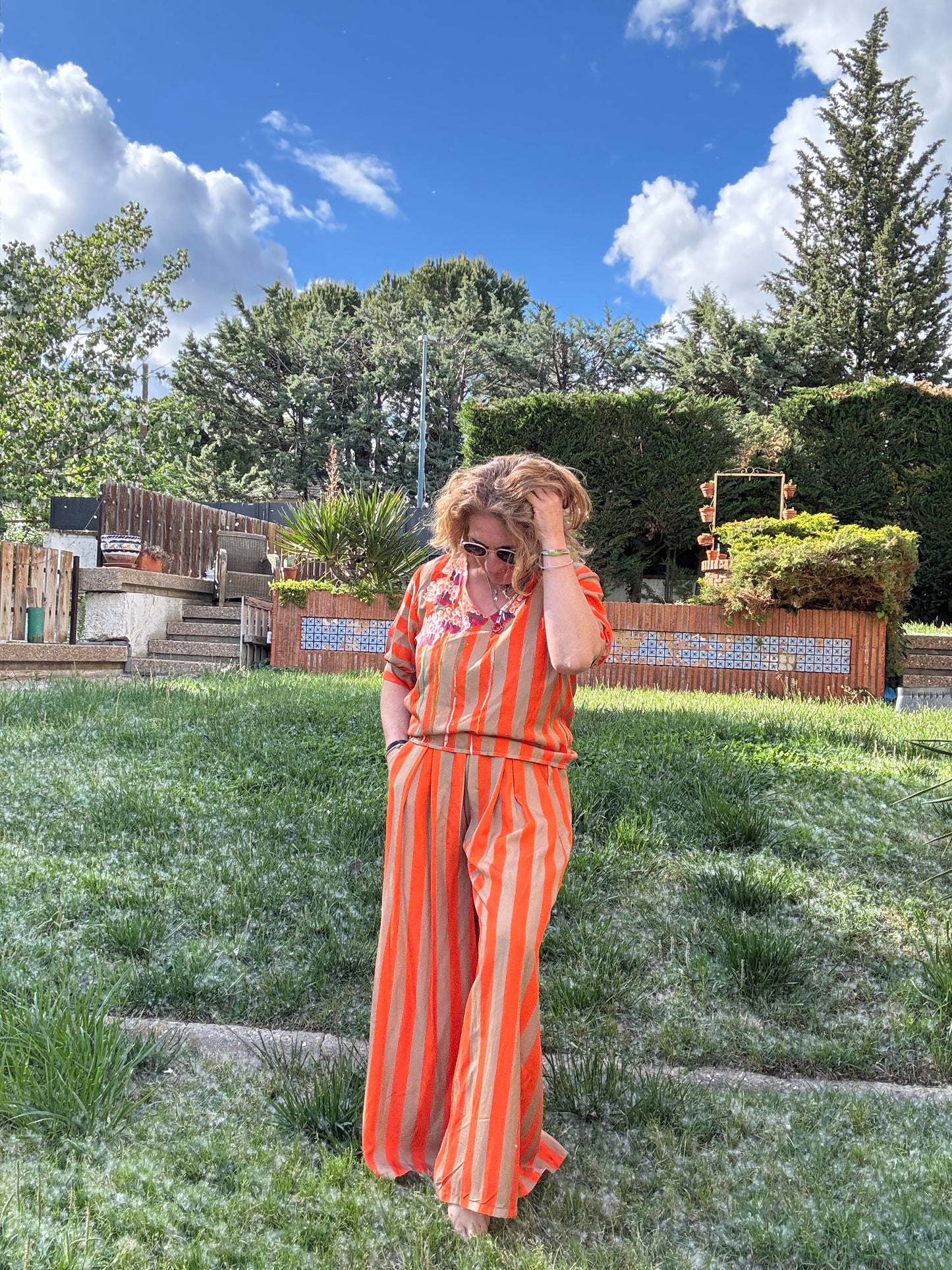Conjunto rayas naranja