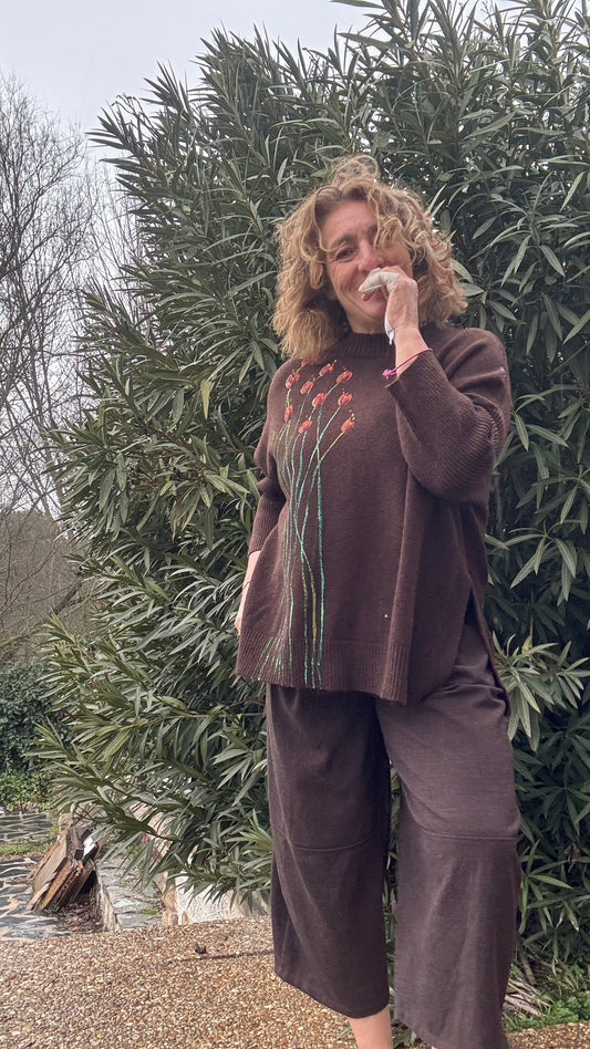 Jersey botones espalda marrón