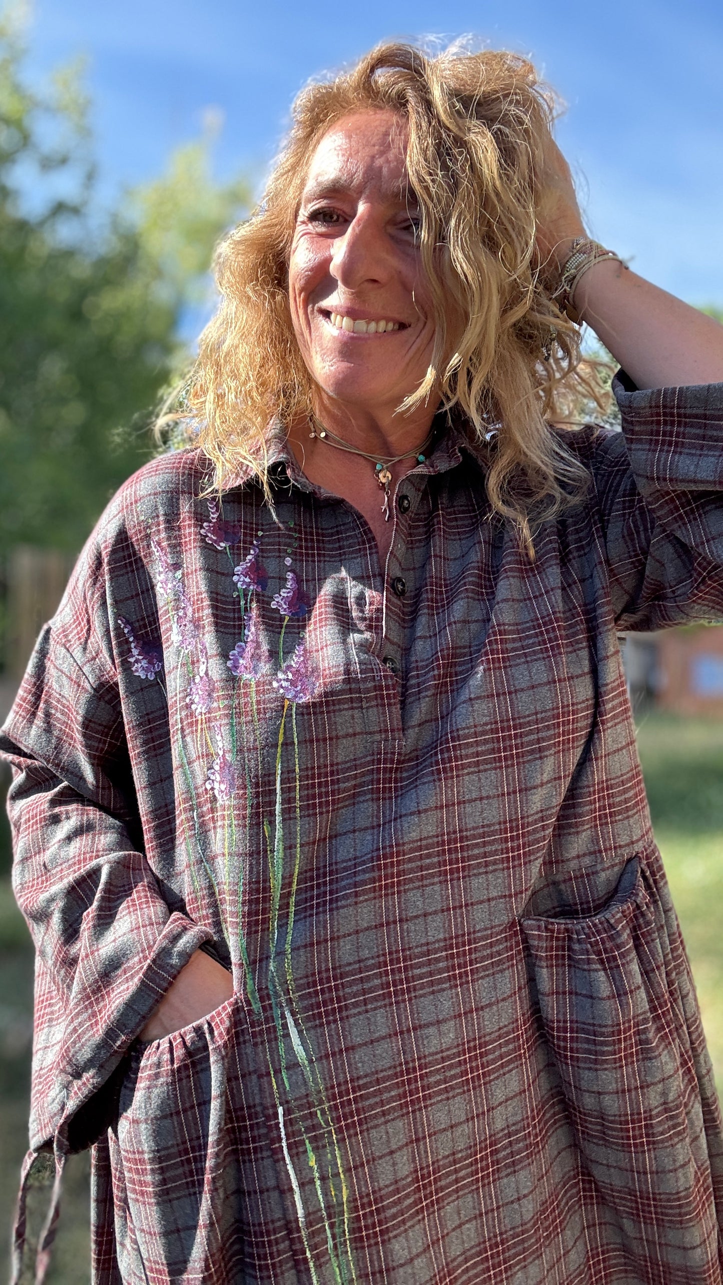 Vestido cuadros gris