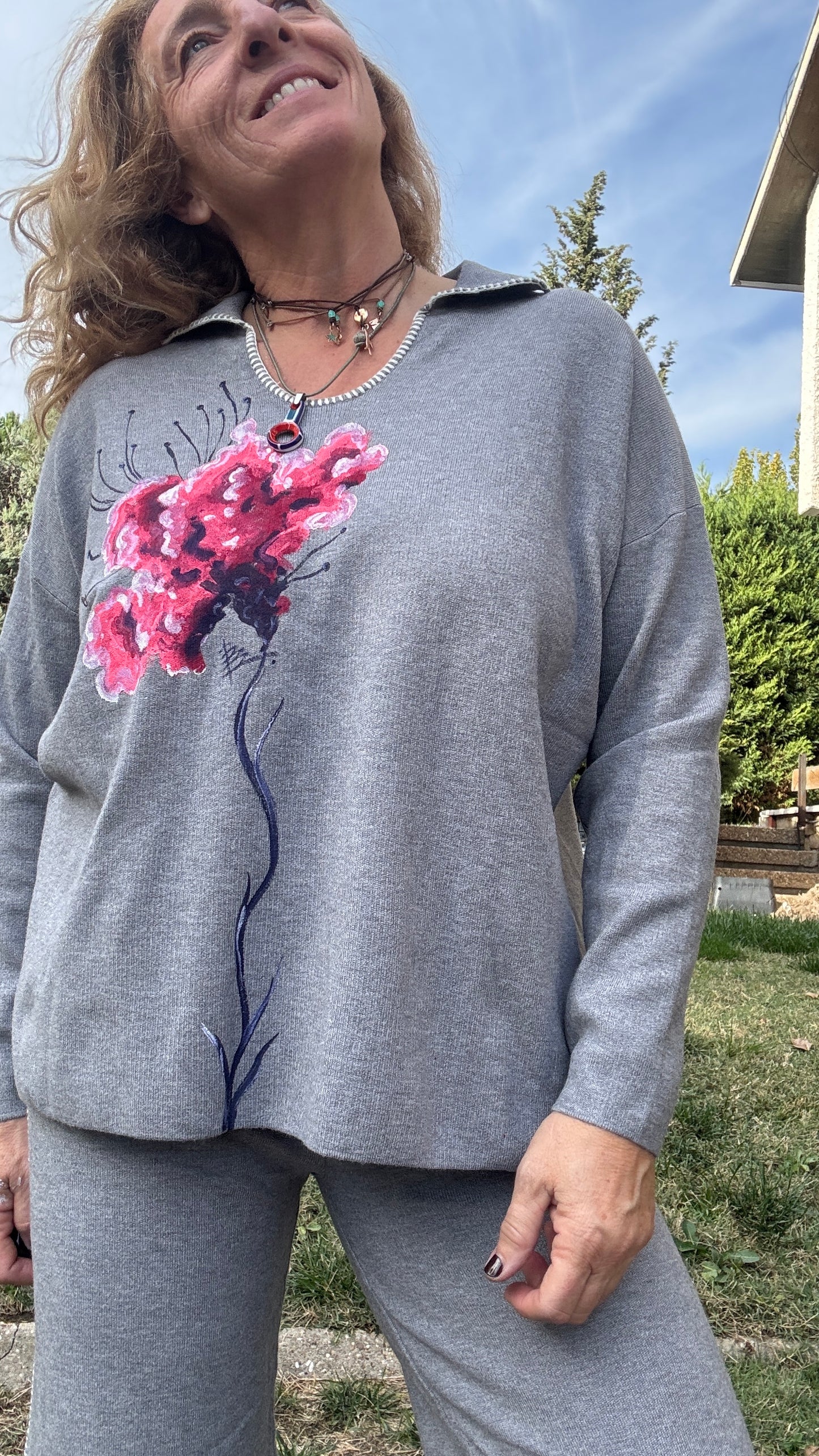 Conjunto pespunte , gris