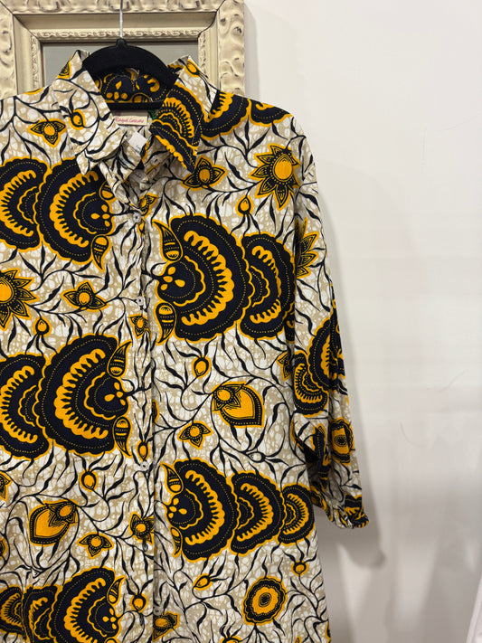 Vestido africano blanco amarillo