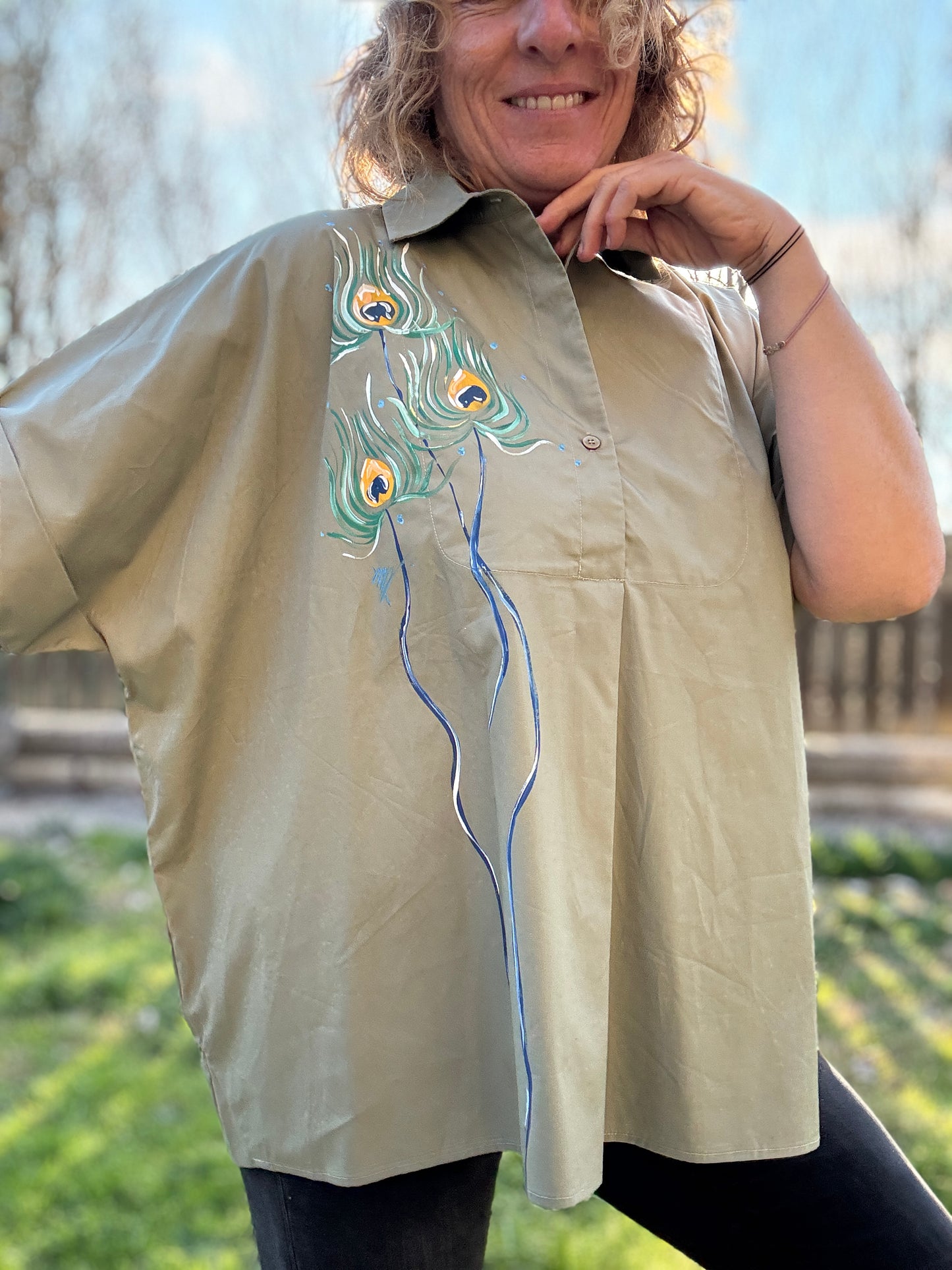 Blusa murciélago kaki