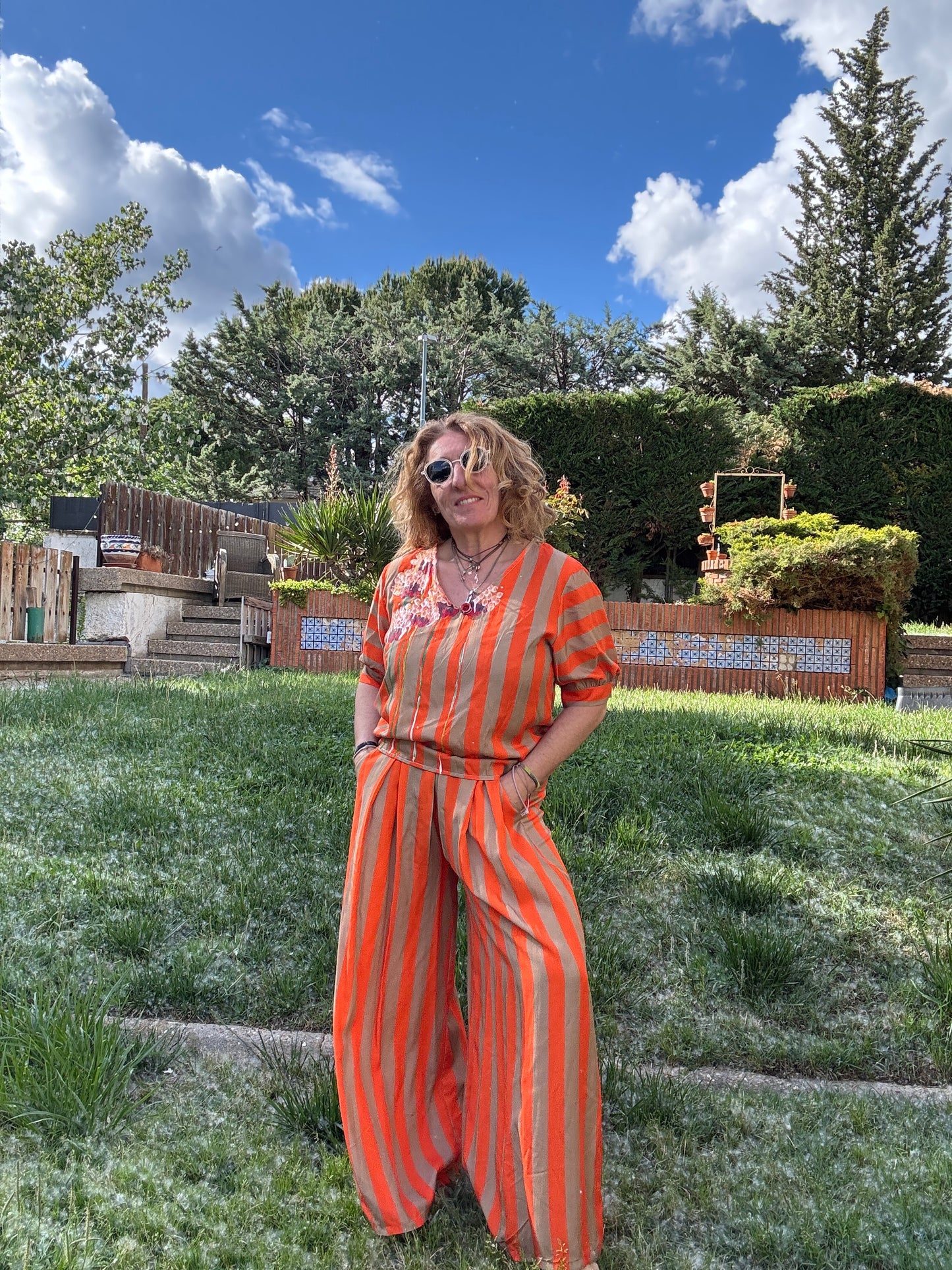 Conjunto rayas naranja