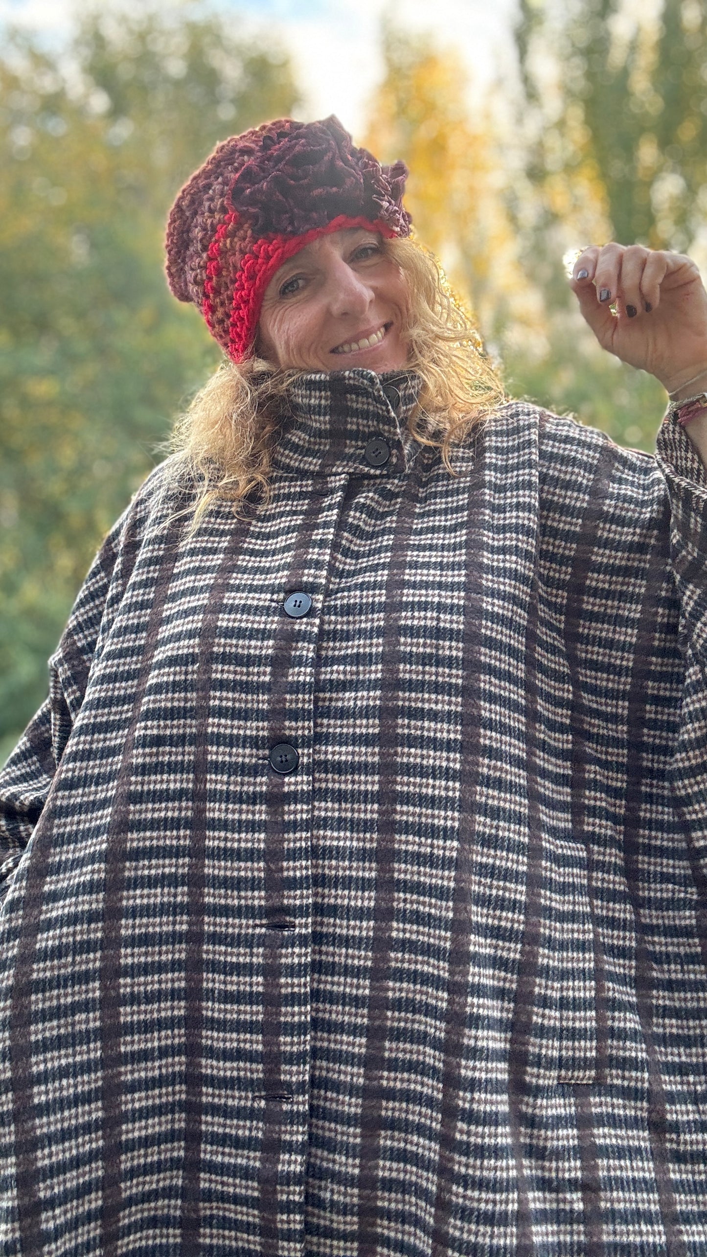 Abrigo oversize cuadros marrón