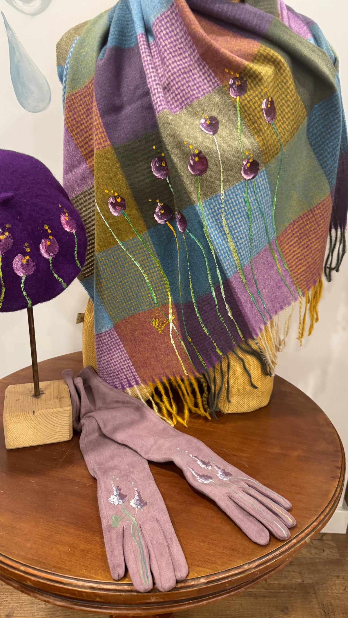 Bufanda cuadro multicolor morado