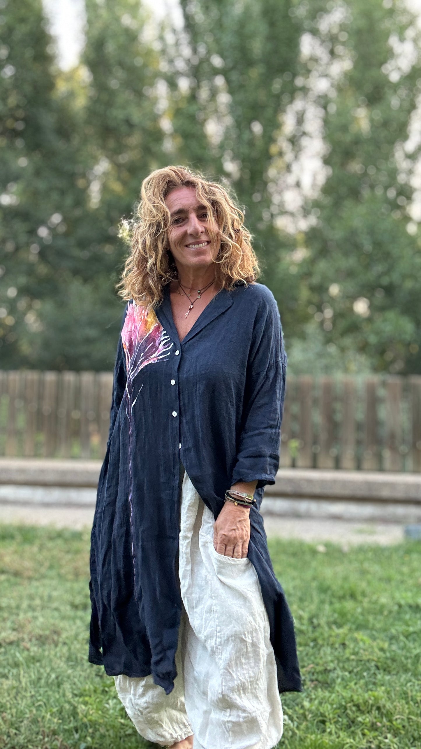 Camisero lino marino
