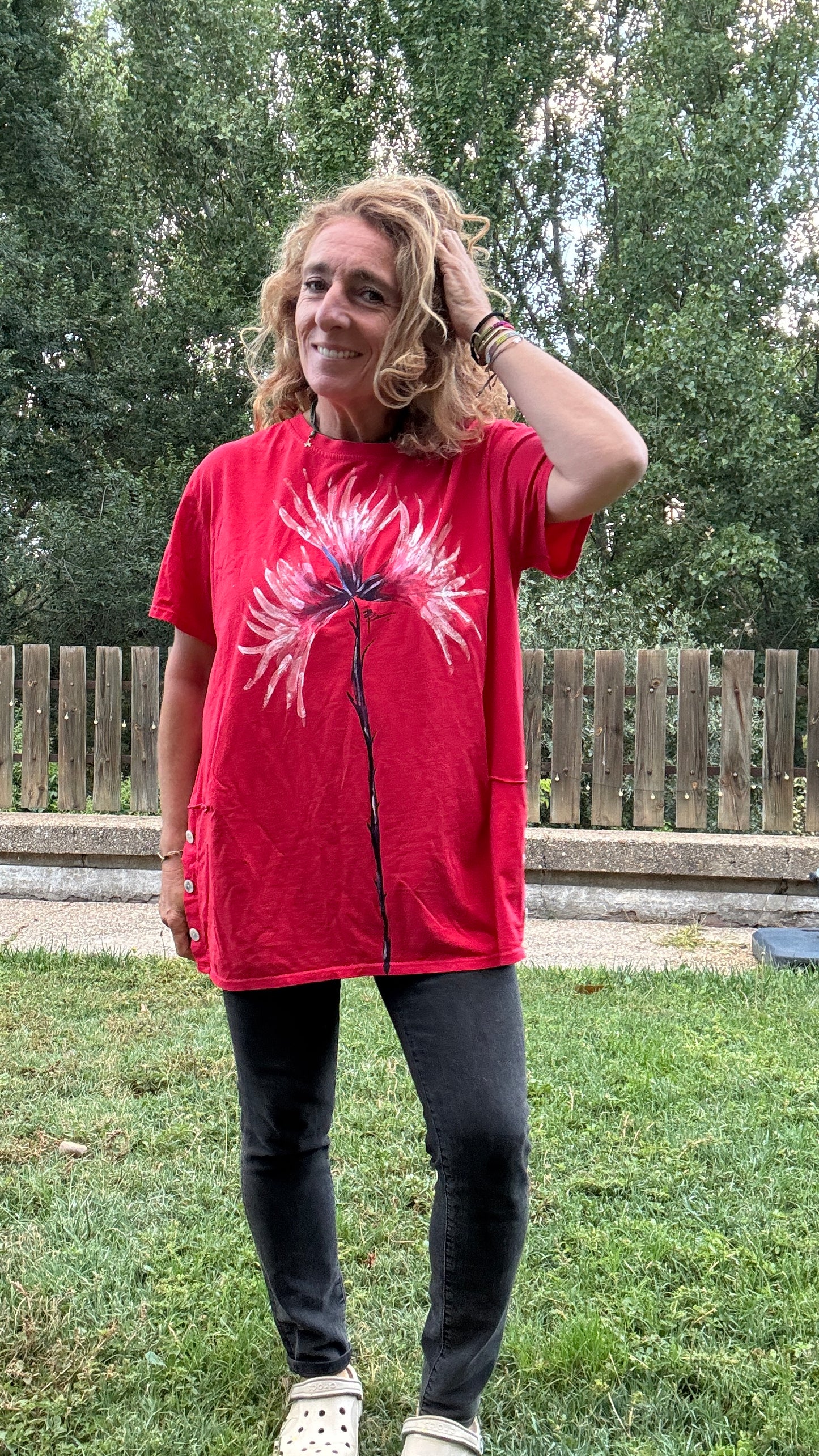 Camiseta botones roja