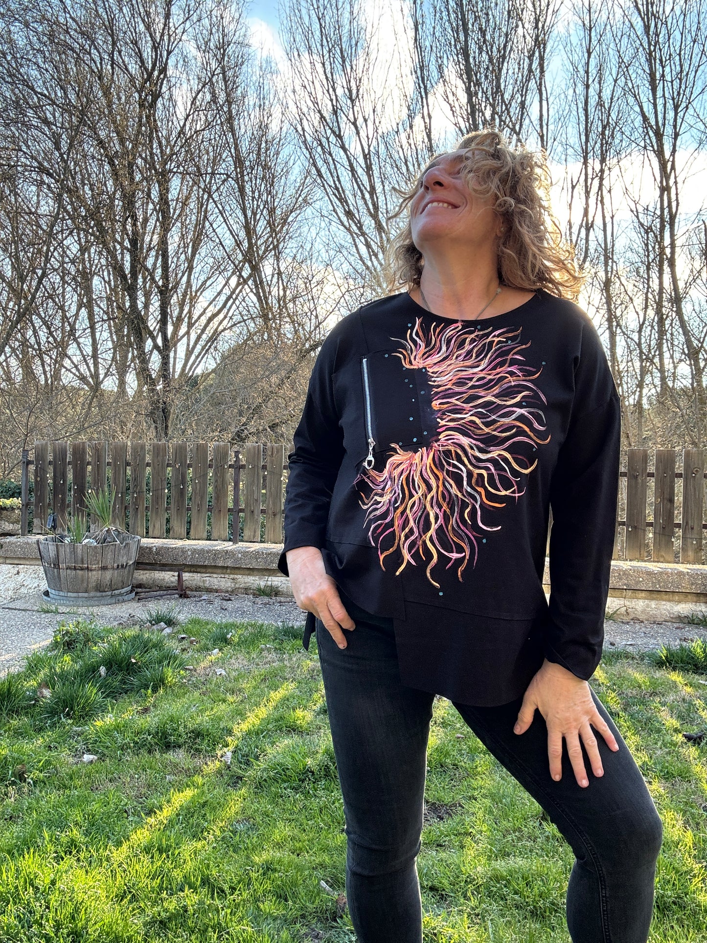 Sudadera punto roma negra