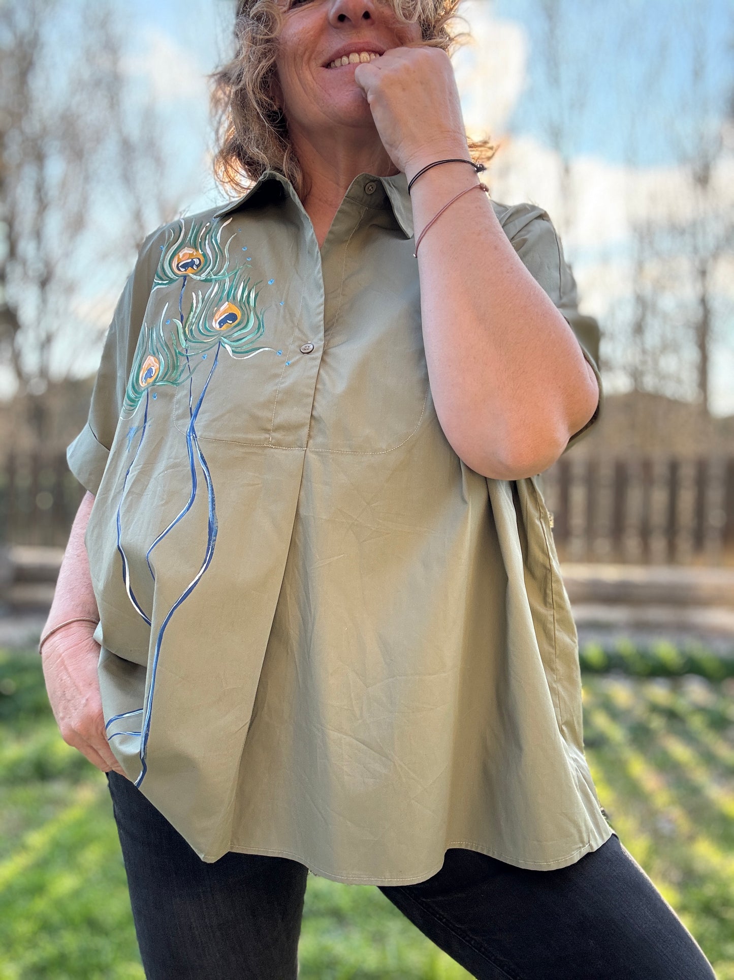 Blusa murciélago kaki