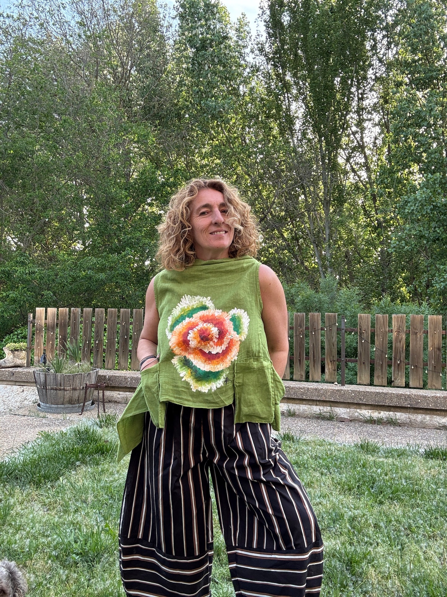 Chaleco lino verde