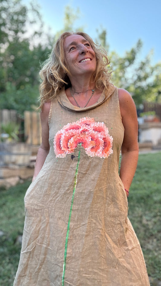 Vestido cuello camel