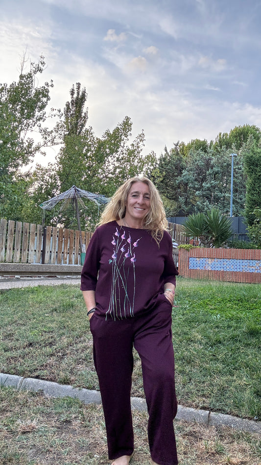 Blusa punto berenjena