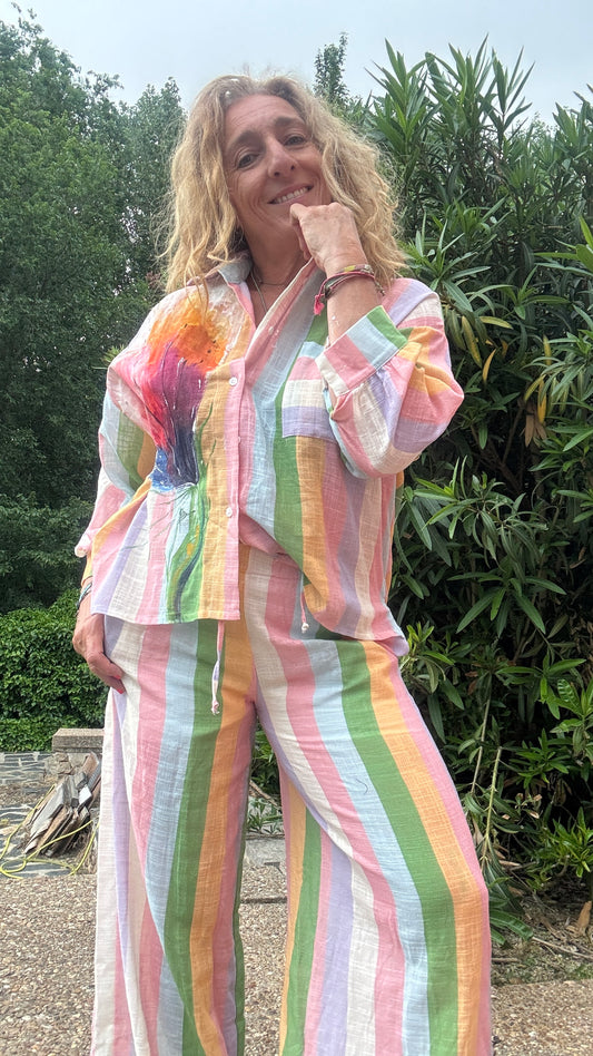 Conjunto raya multicolor