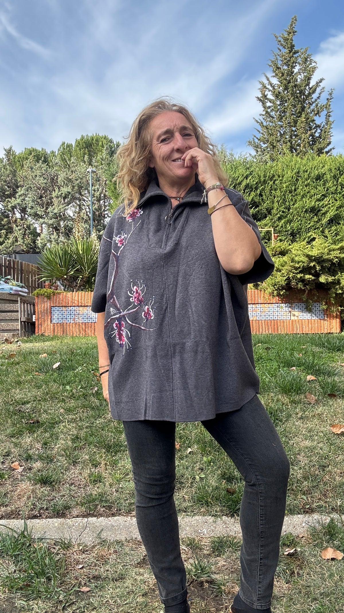 Jersey cuello cremallera gris oscuro