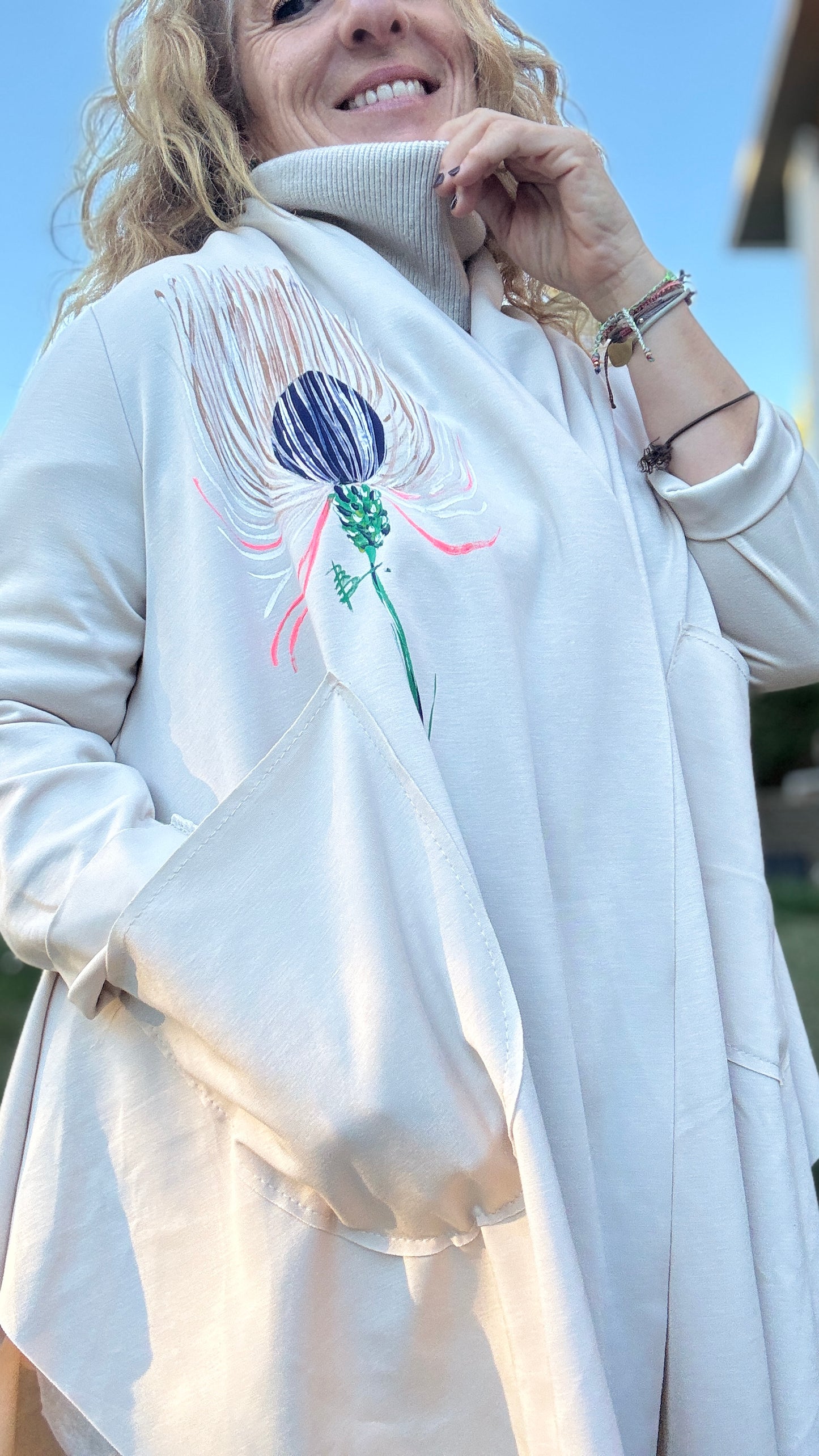 Chaqueta asimétrica crudo