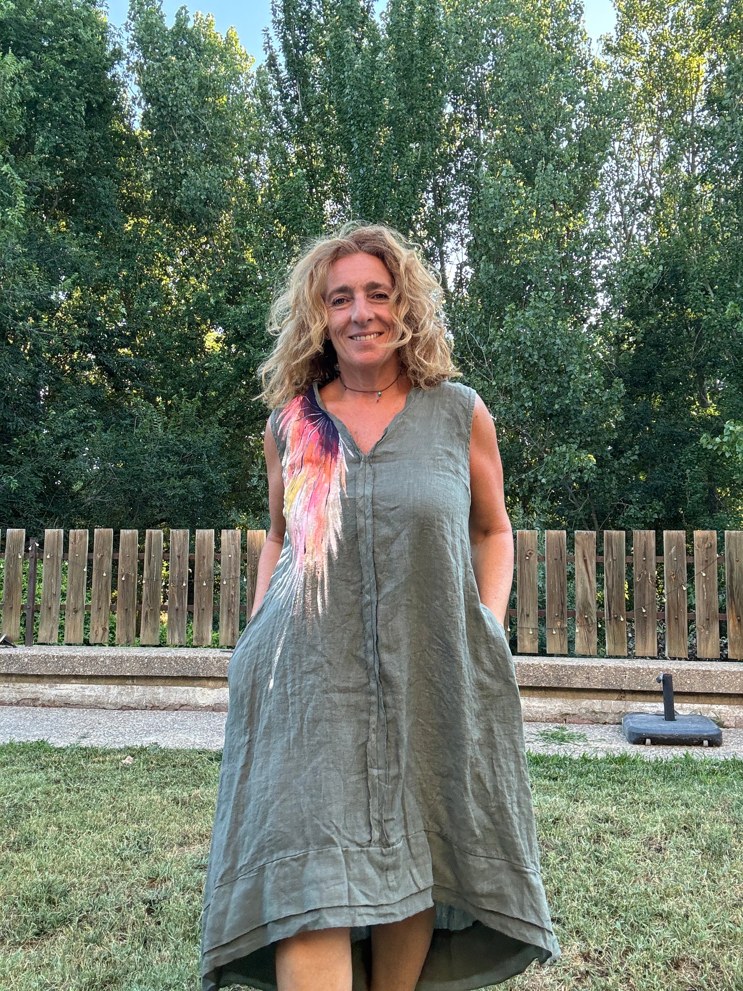 Vestido asimétrico kaki