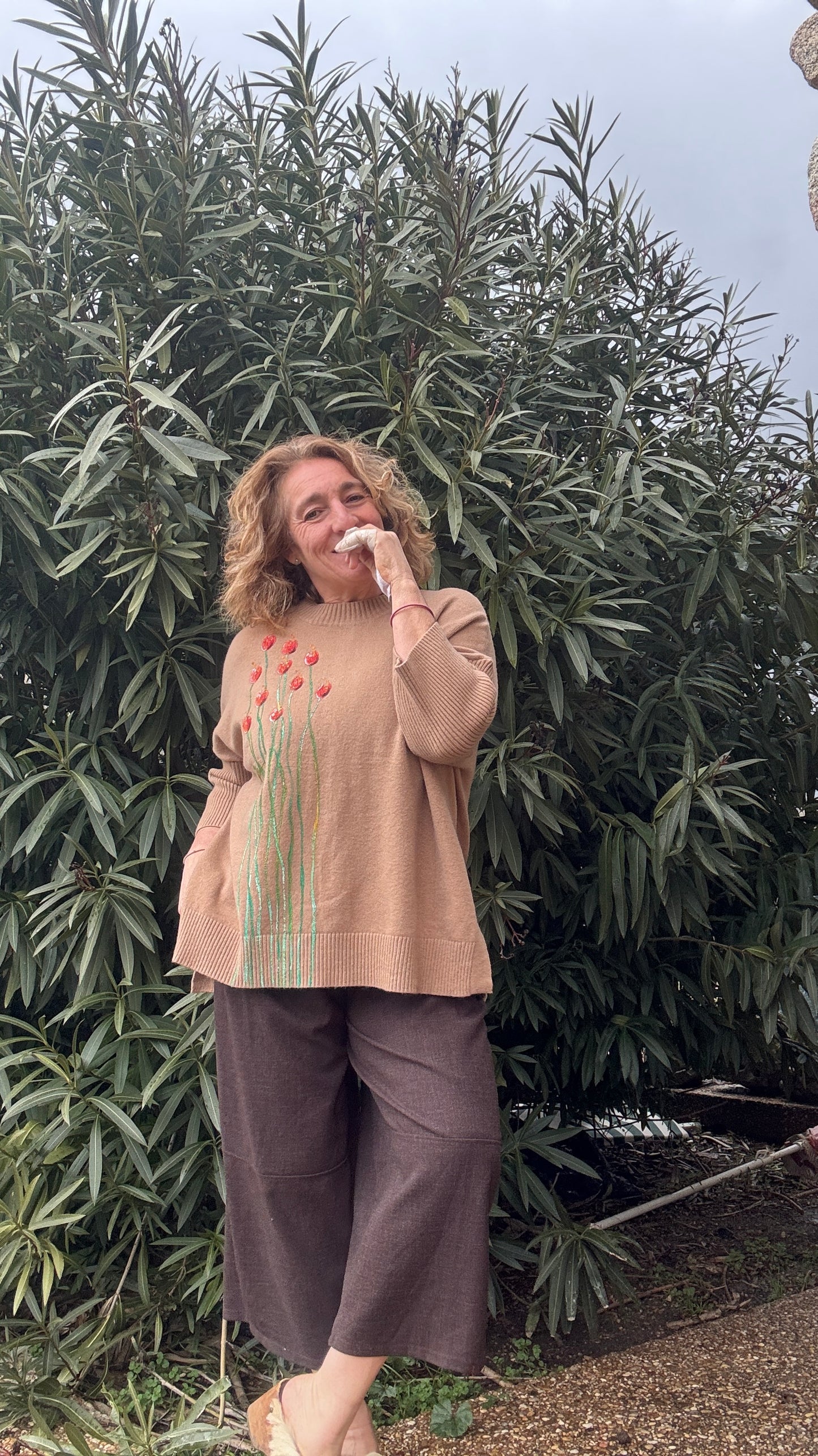 Jersey botones espalda camel