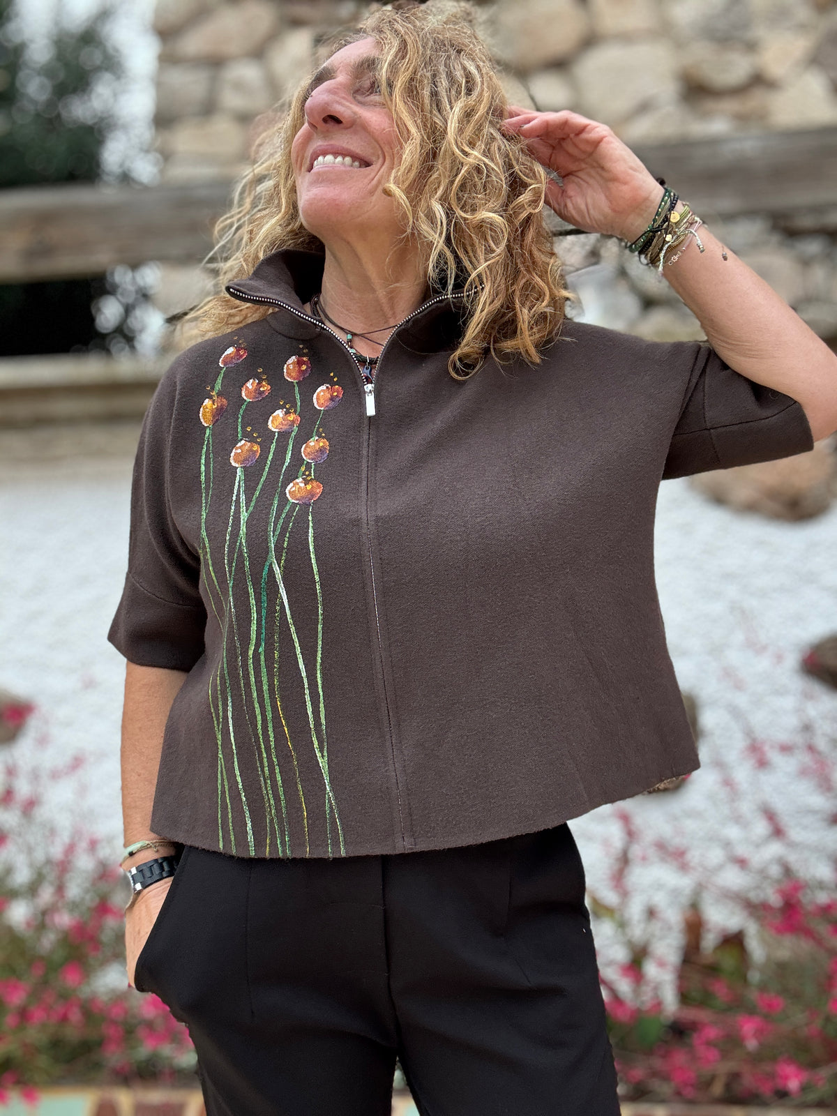 Chaqueta, cremallera marrón