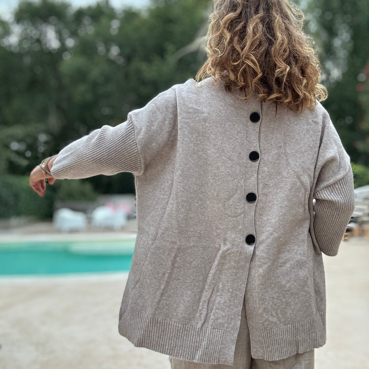 Jersey botones beige
