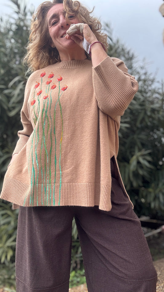 Jersey botones espalda camel