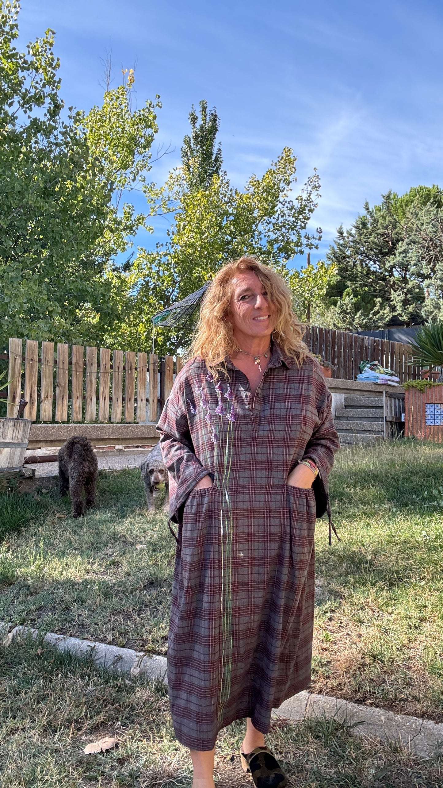 Vestido cuadros gris