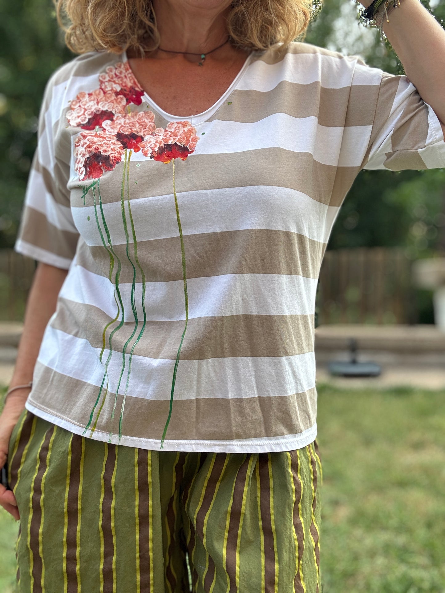 Camiseta raya beige